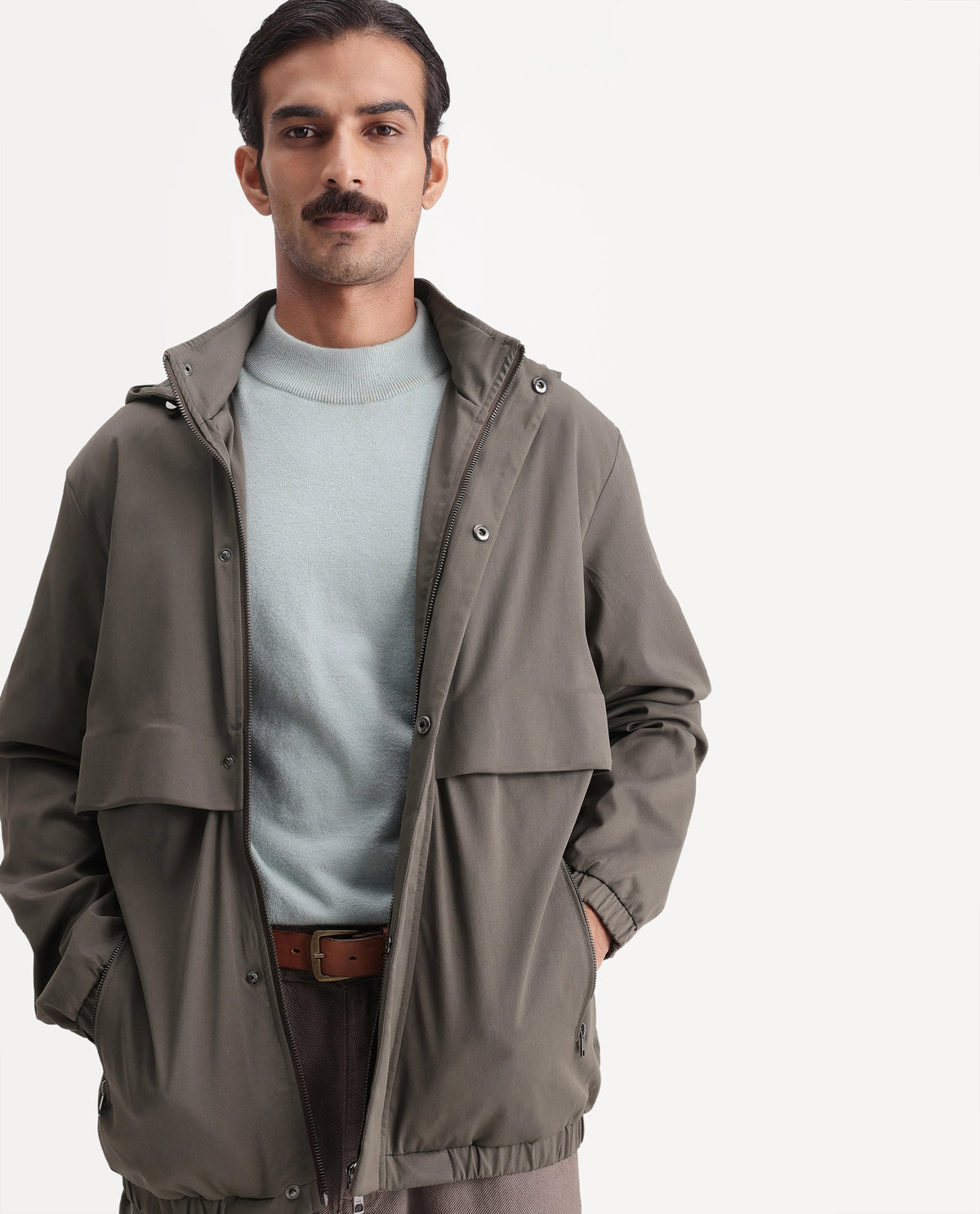 Rare Rabbit Men's Eber Olive Polyester Hooded Regular Plain Jacket - image 1
