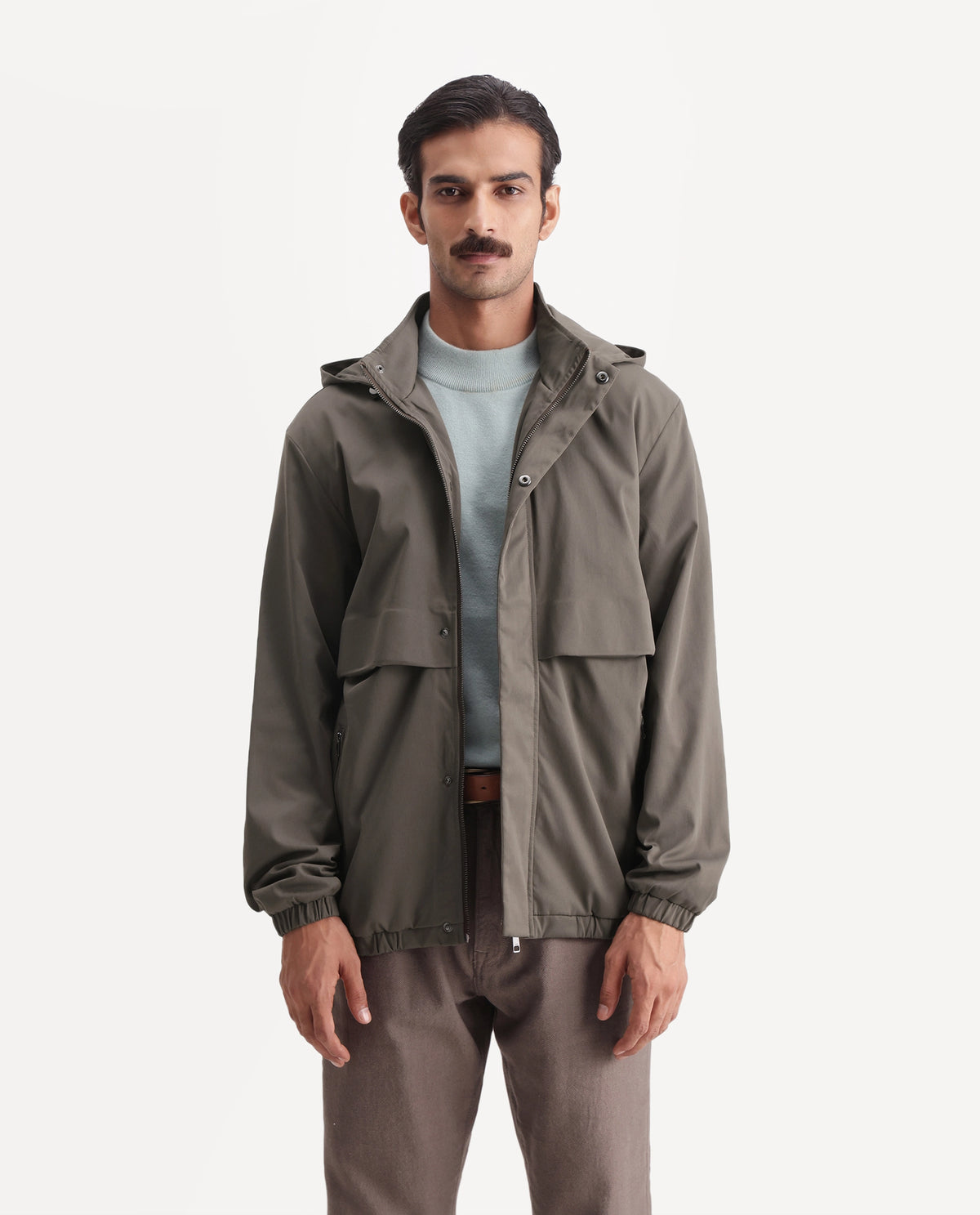 Rare Rabbit Men's Eber Olive Polyester Hooded Regular Plain Jacket - image 4