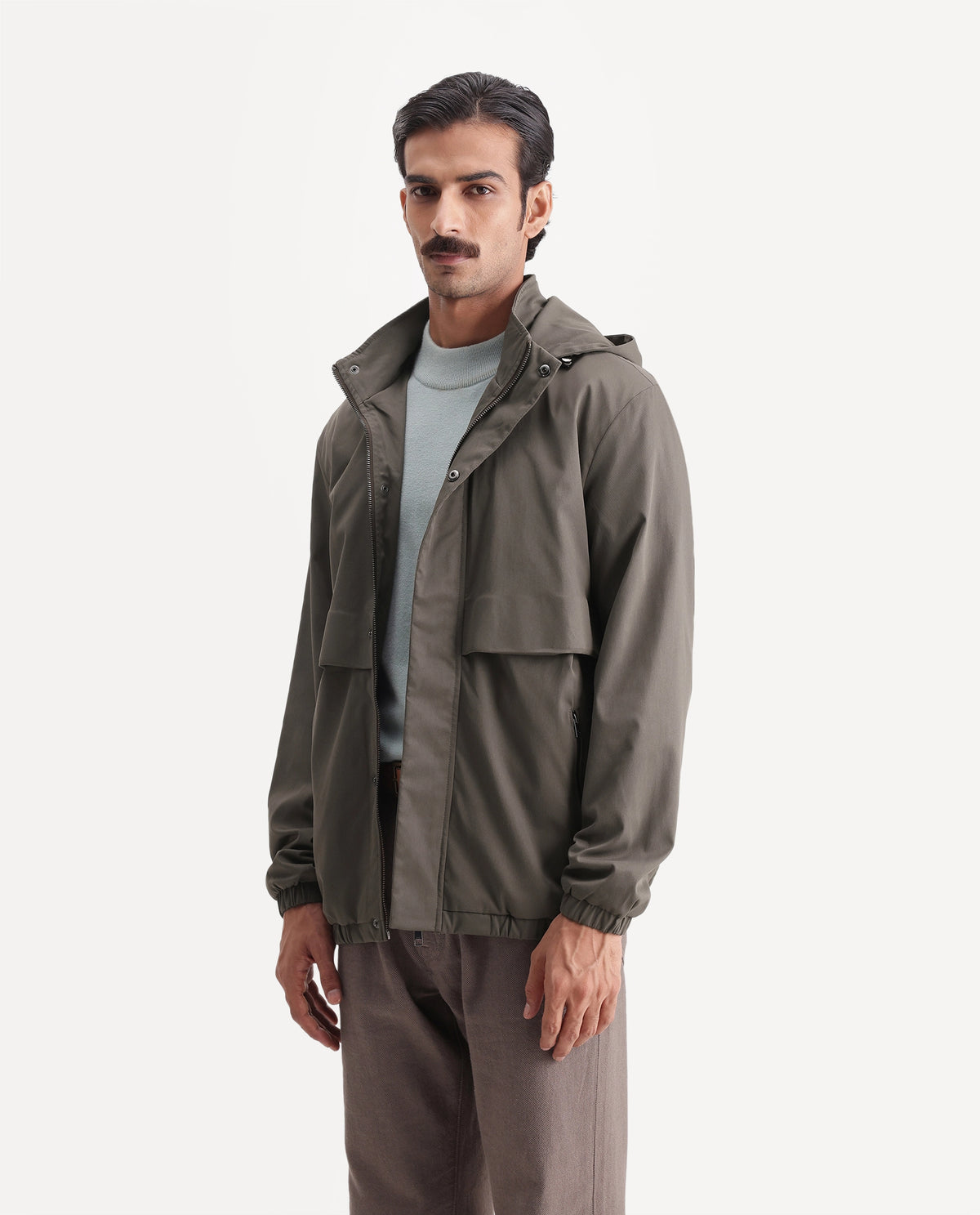 Rare Rabbit Men's Eber Olive Polyester Hooded Regular Plain Jacket - image 5