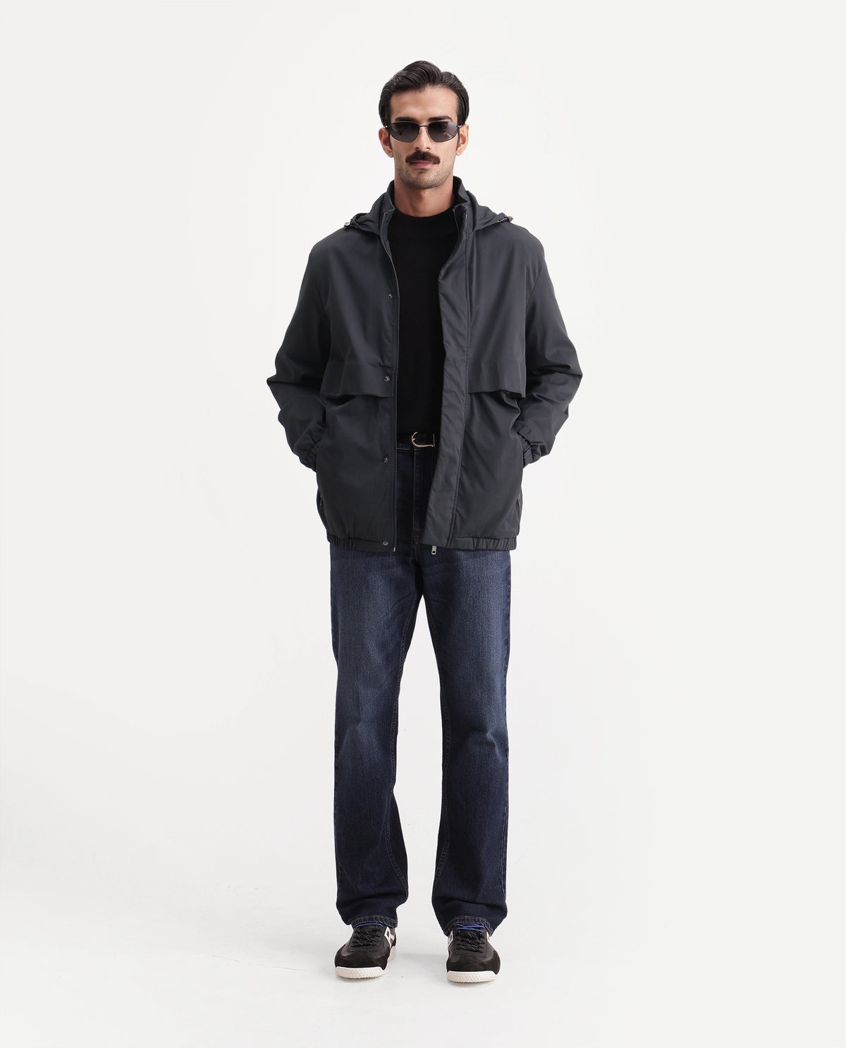 Rare Rabbit Men's Eber Navy Polyester Hooded Regular Plain Jacket - image 2