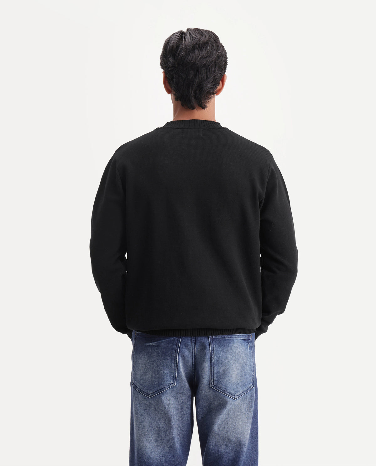 Rare Rabbit Men's Praxi Black Nylon Crew Neck Regular Fit Graphic Print Sweater - image 6