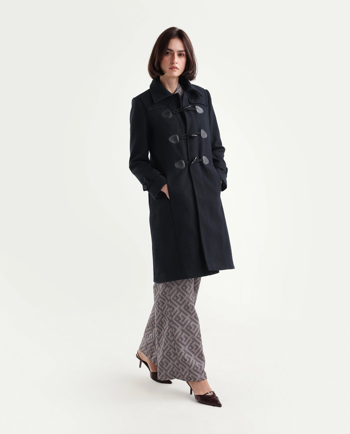 Rareism Women's Kobo Navy Polyester Spread Collar Button Relaxed Plain Jacket - image 3