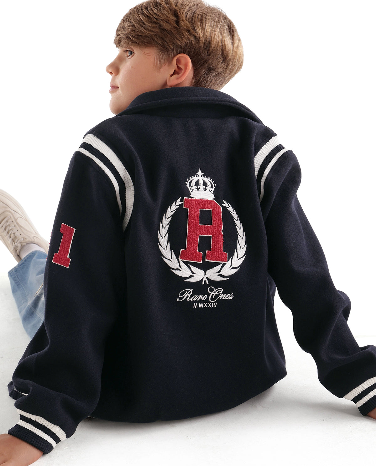 Rare Ones Kids Champ Navy Polyester Fabric Button Closure Regular Plain Jacket - image 2