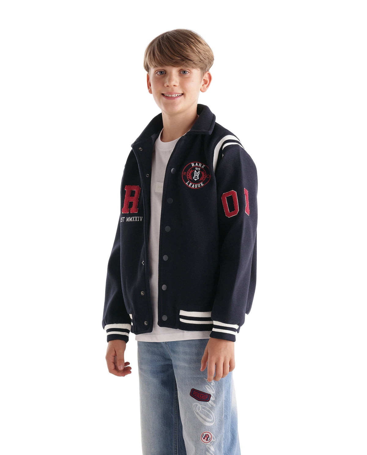 Rare Ones Kids Champ Navy Polyester Fabric Button Closure Regular Plain Jacket - image 8