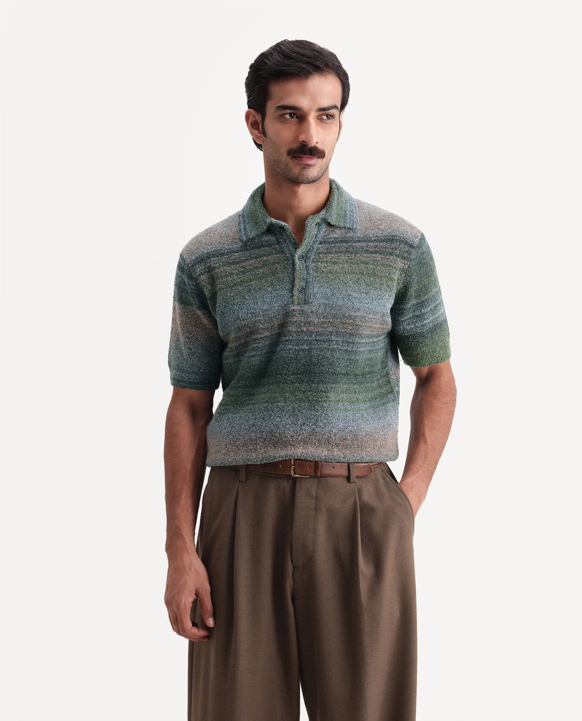 Rare Rabbit Men's Luco Multi Acrylic Blend Spread Collar Button Regular Jacquard Polo - image 4