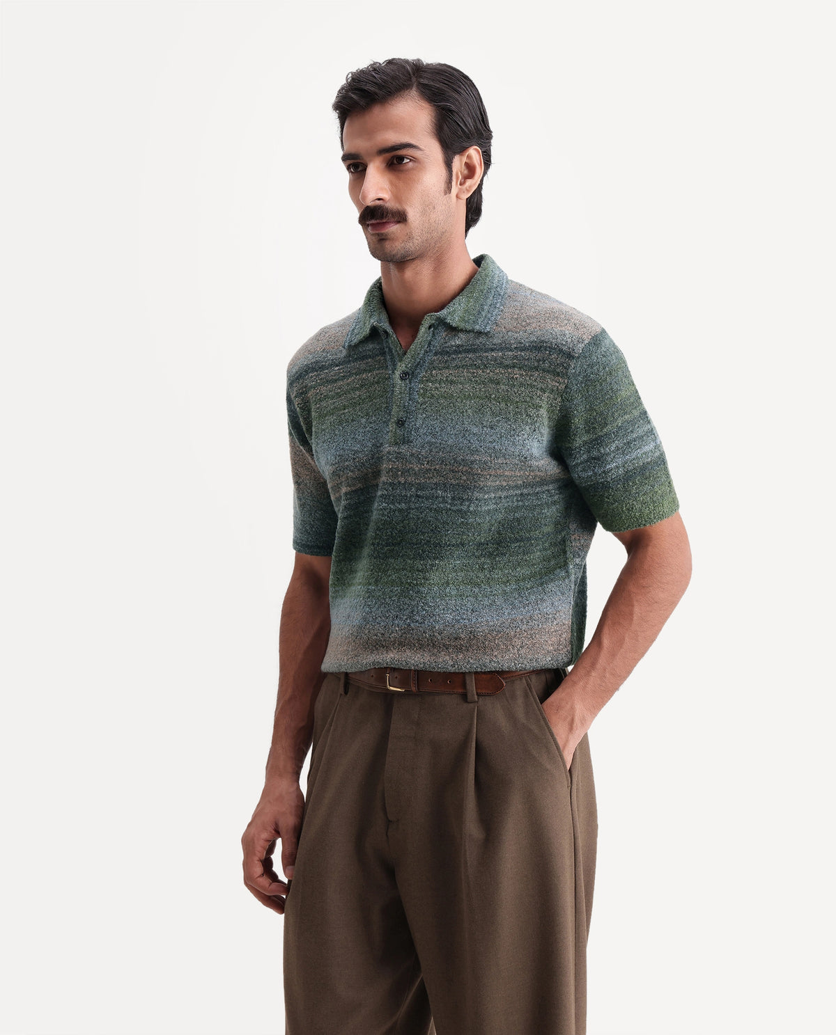 Rare Rabbit Men's Luco Multi Acrylic Blend Spread Collar Button Regular Jacquard Polo - image 5