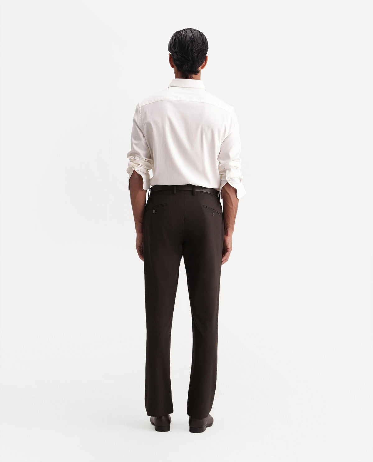 Rare Rabbit Men's Travel-W-Aw26 Dark Brown Polyester Blend Button And Zip Wide Leg Fit Plain Trouser - image 7