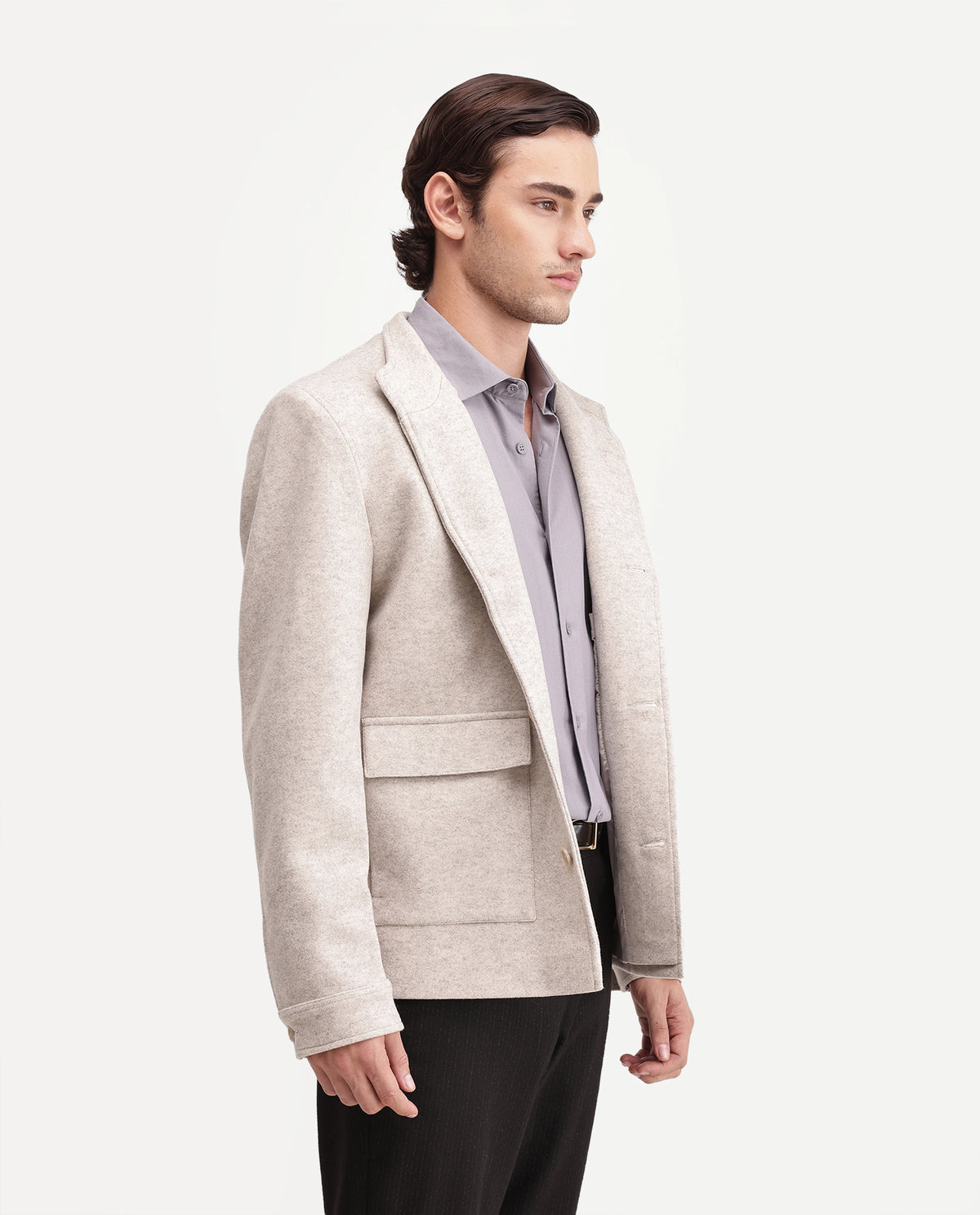 Rare Rabbit Mens Obet Beige Polyester Blend High Neck Regular Plain Jacket
