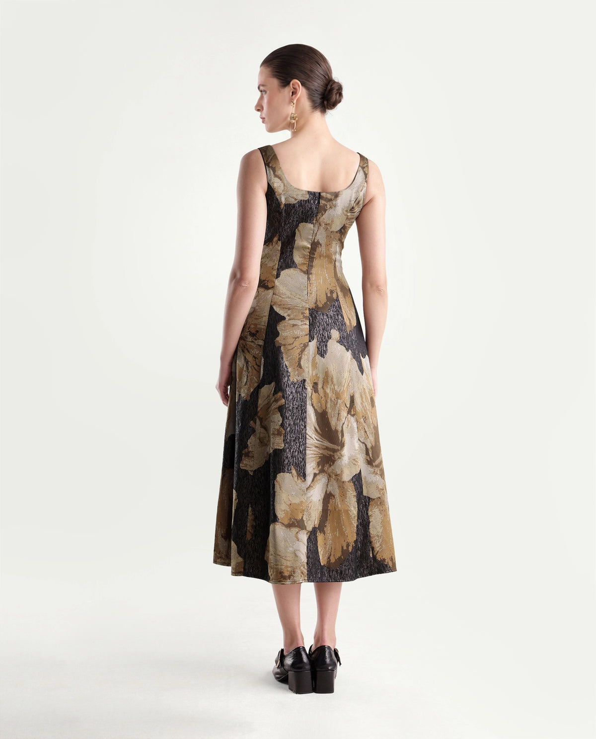 Rareism Womens Xabi Brown Polyester Blend Square Neck Sheath Floral Print Dress