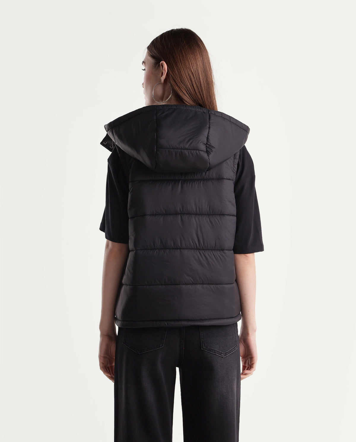 Rareism Women's Kem Black Nylon Hooded Regular Plain Jacket - image 6