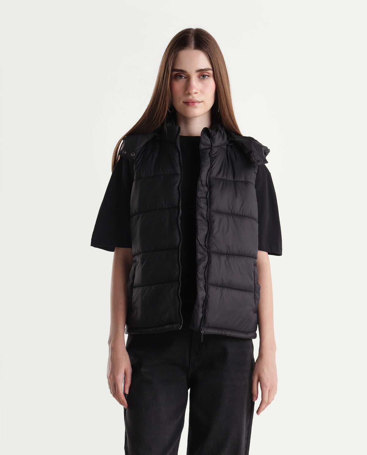 Rareism Women's Kem Black Nylon Hooded Regular Plain Jacket - image 7