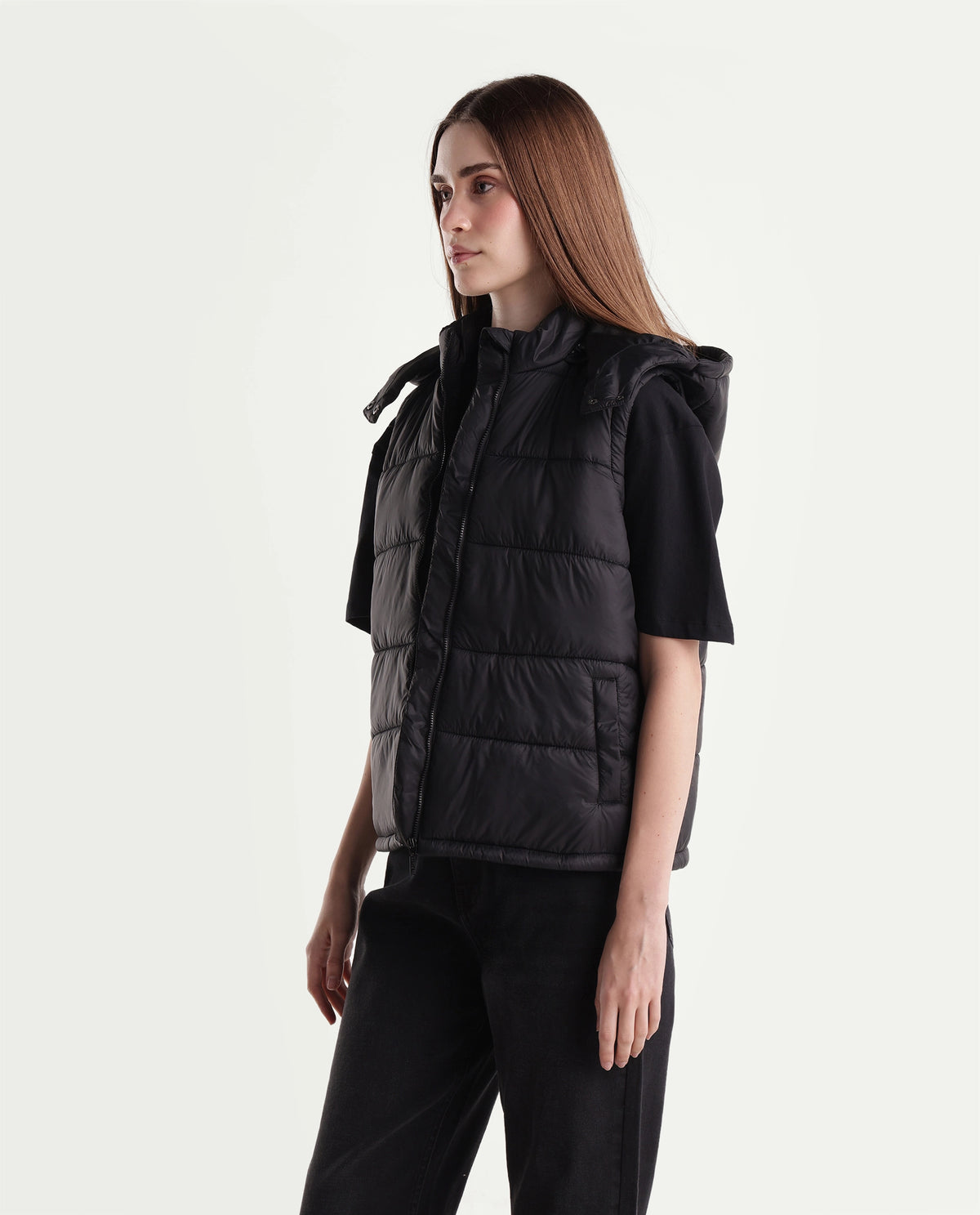 Rareism Women's Kem Black Nylon Hooded Regular Plain Jacket - image 5