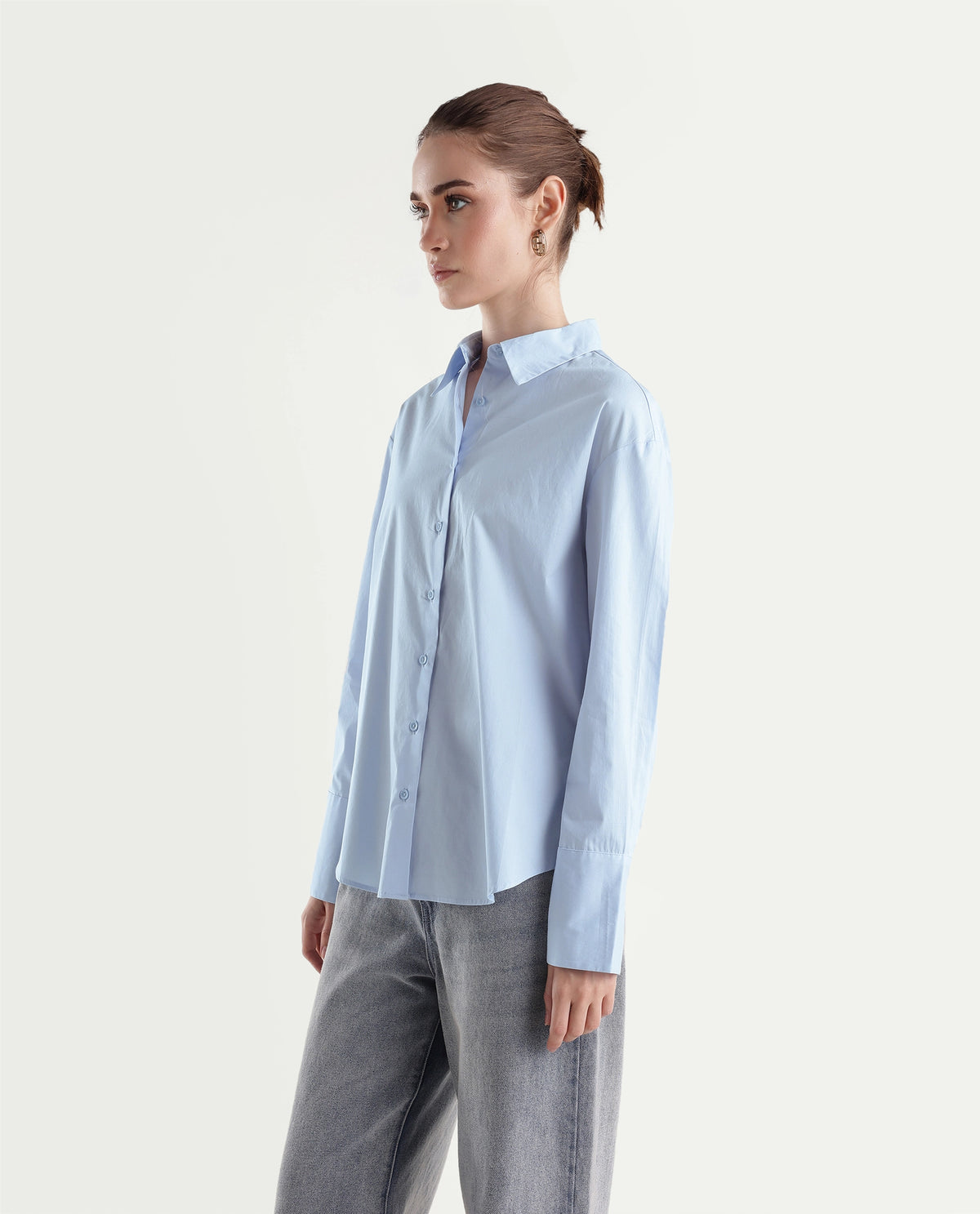 Rareism Women's Onwhirt Blue Cotton Blend Oversized Shirt - image 5