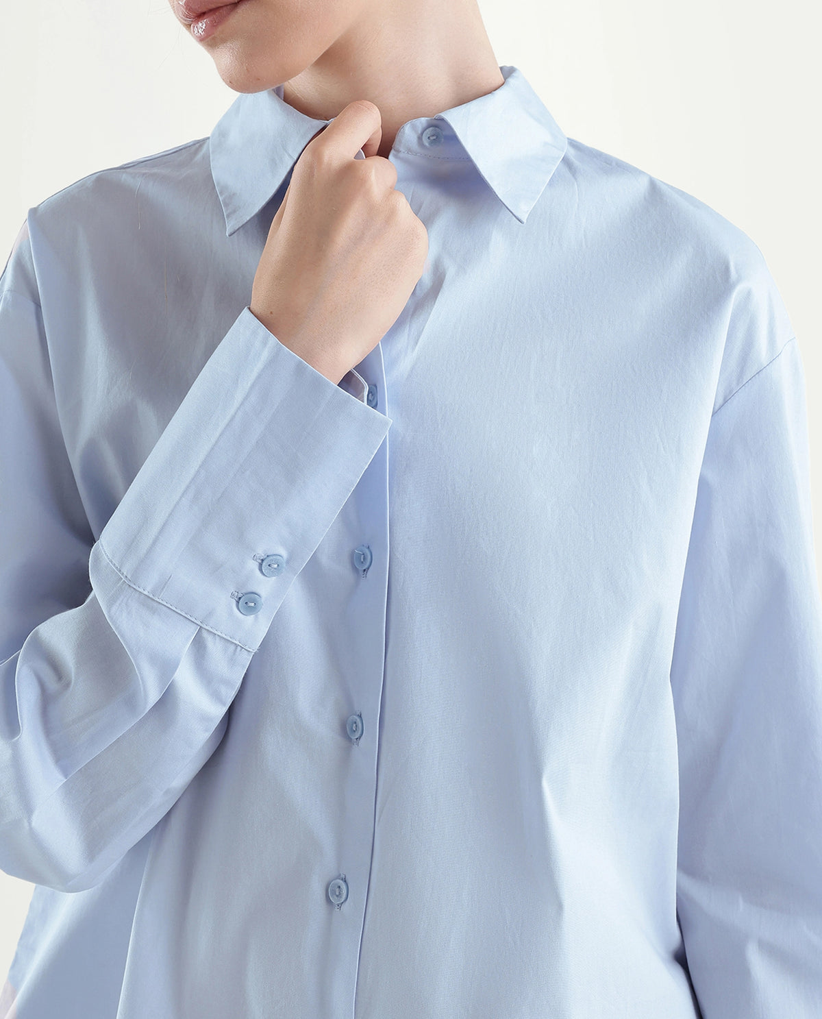 Rareism Women's Onwhirt Blue Cotton Blend Oversized Shirt - image 3