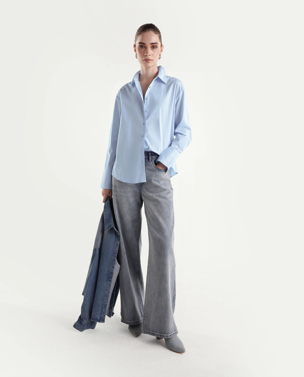 Rareism Women's Onwhirt Blue Cotton Blend Oversized Shirt - image 2