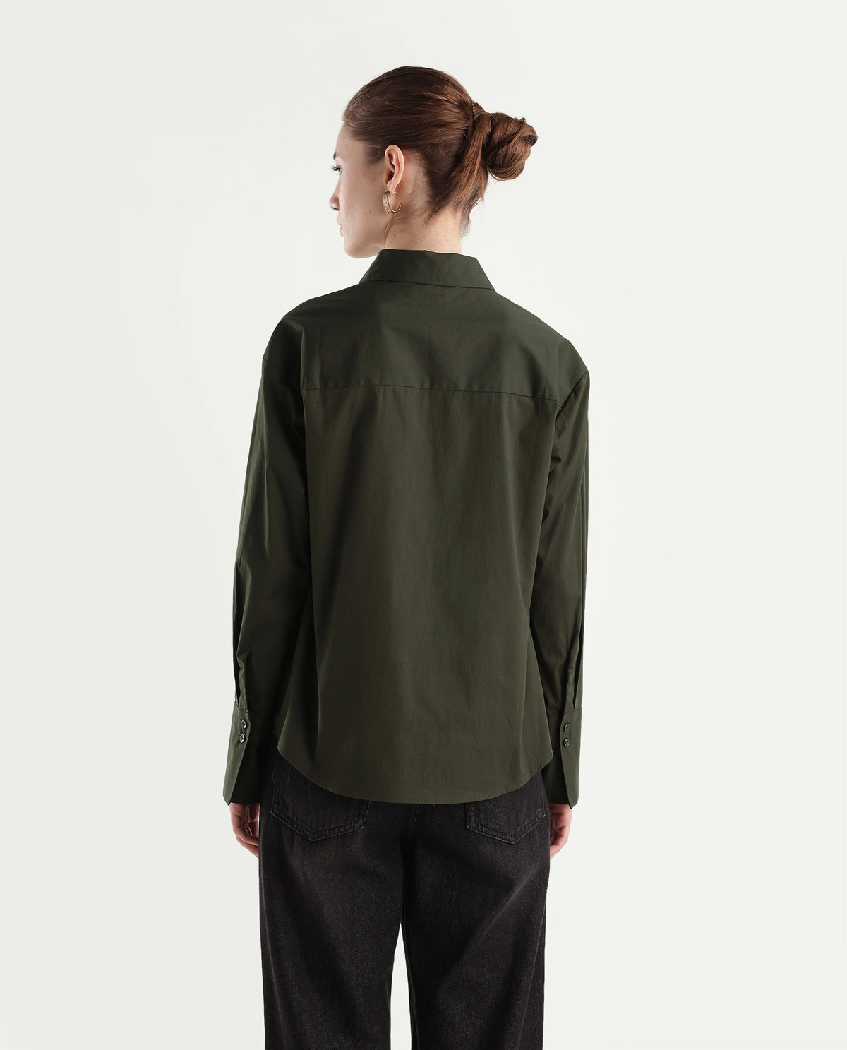 Rareism Women's Onwhirt Olive Cotton Blend Oversized Shirt - image 7