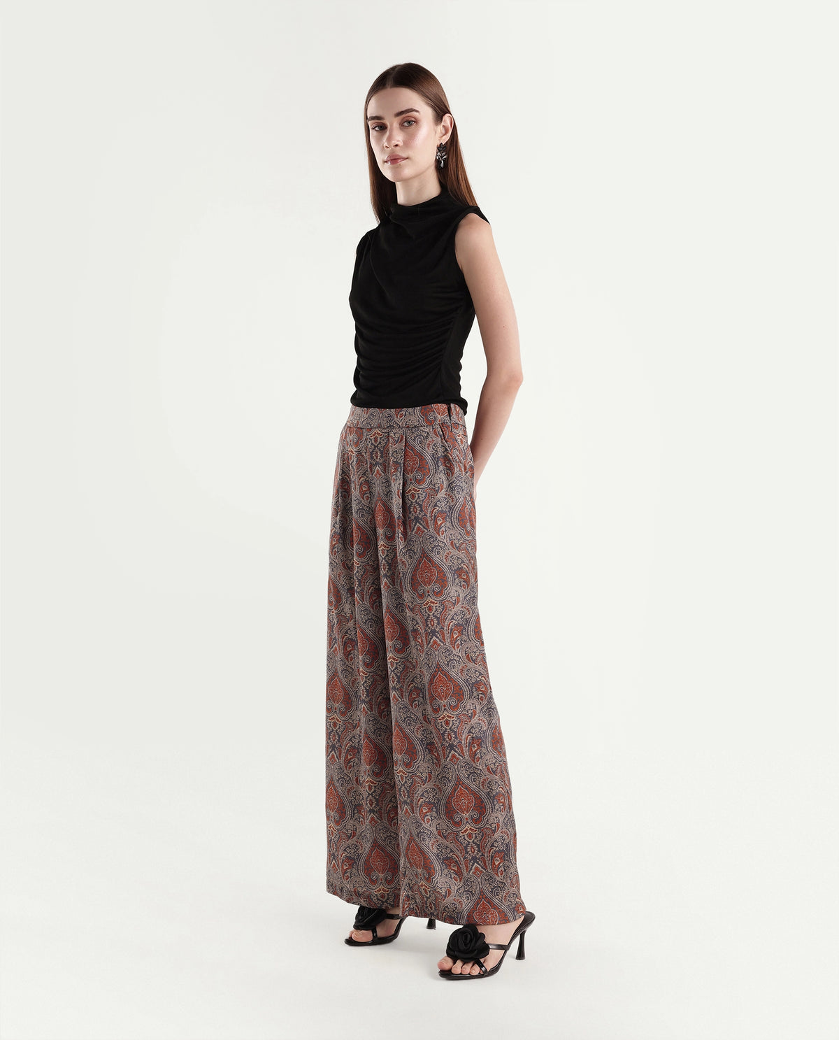 Rareism Women's Onfant Red Polyester Wide Leg Paisley Print Trouser - image 5