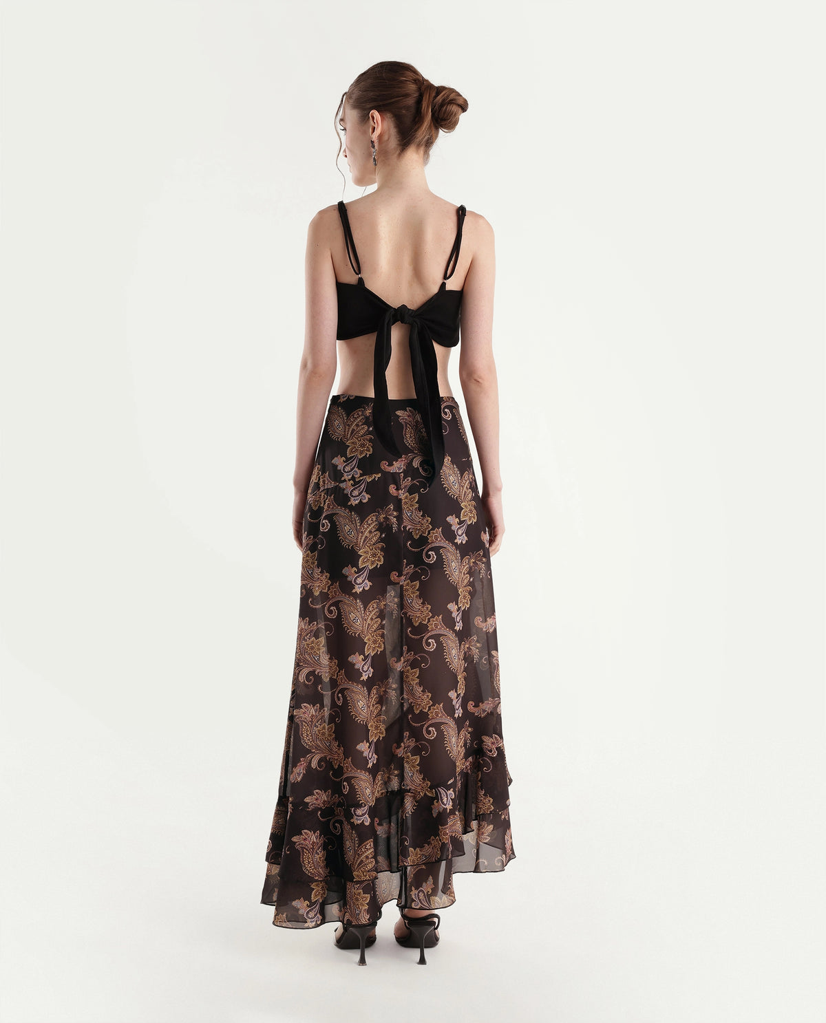 Rareism Women's Onfino Brown Polyester Button And Zip A-Line Paisley Print Skirt - image 7