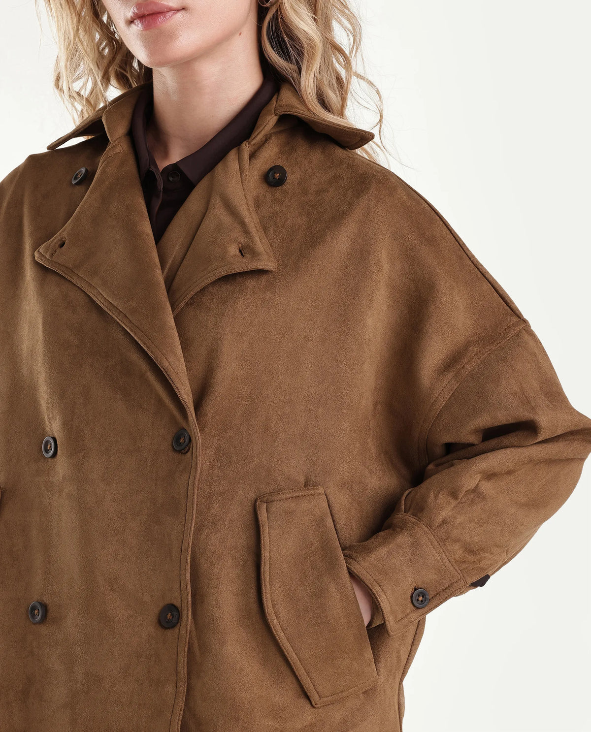 Rareism Womens Karvin Tan Polyester Spread Collar Regular Jacket