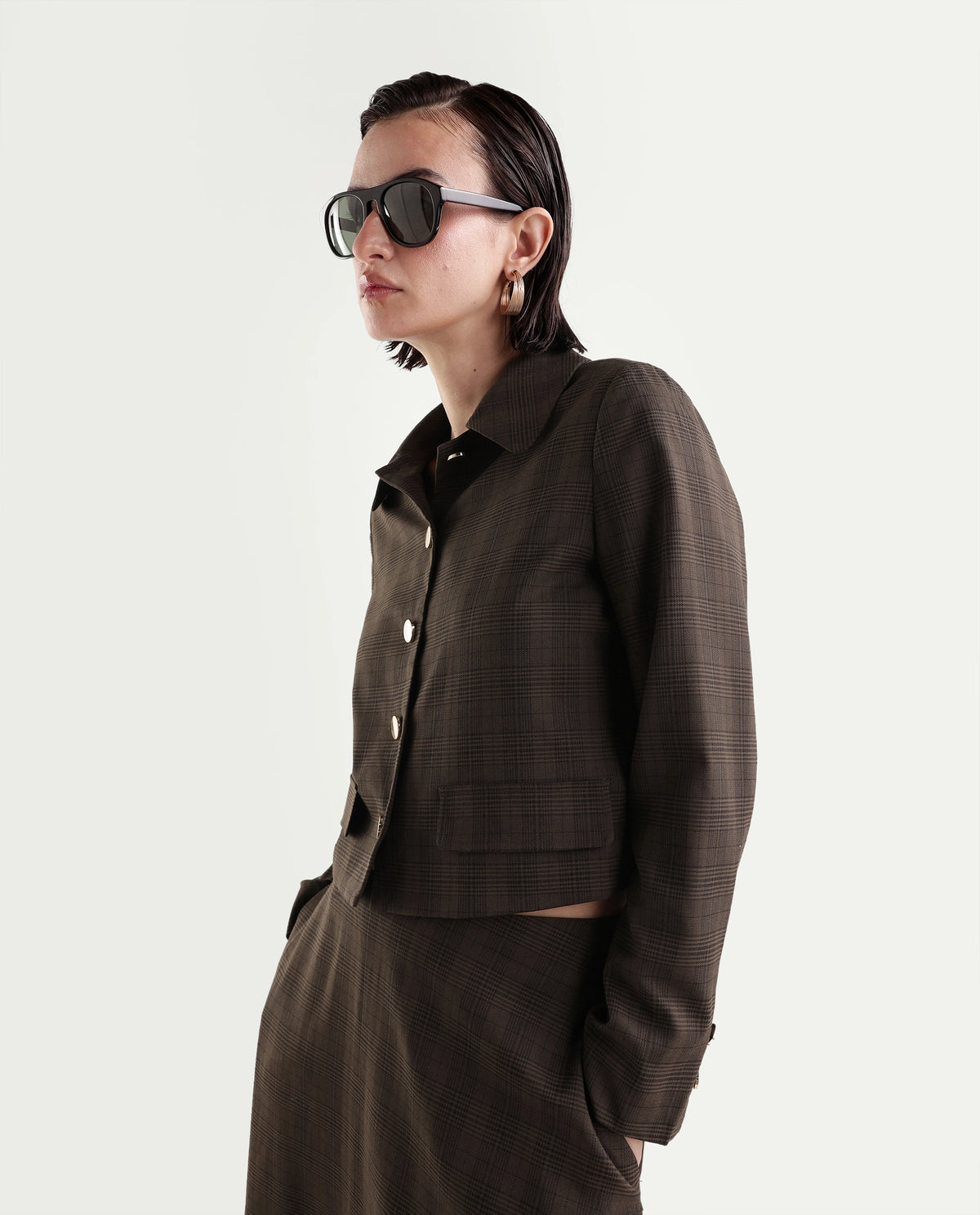 Rareism Women's Quno-T Brown Polyester Blend Spread Collar Button Regular Plain Jacket - image 1