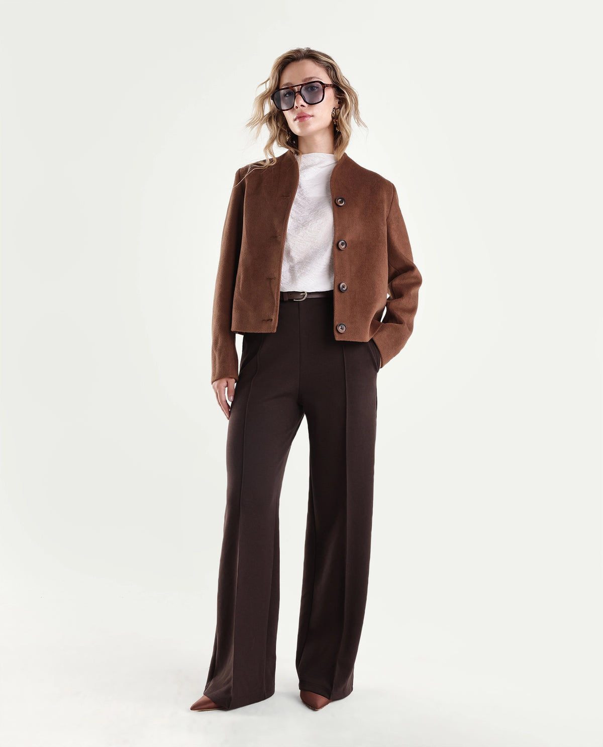 Rareism Womens Pilot-B Dark Brown Modal Blend Straight Plain Track Pant