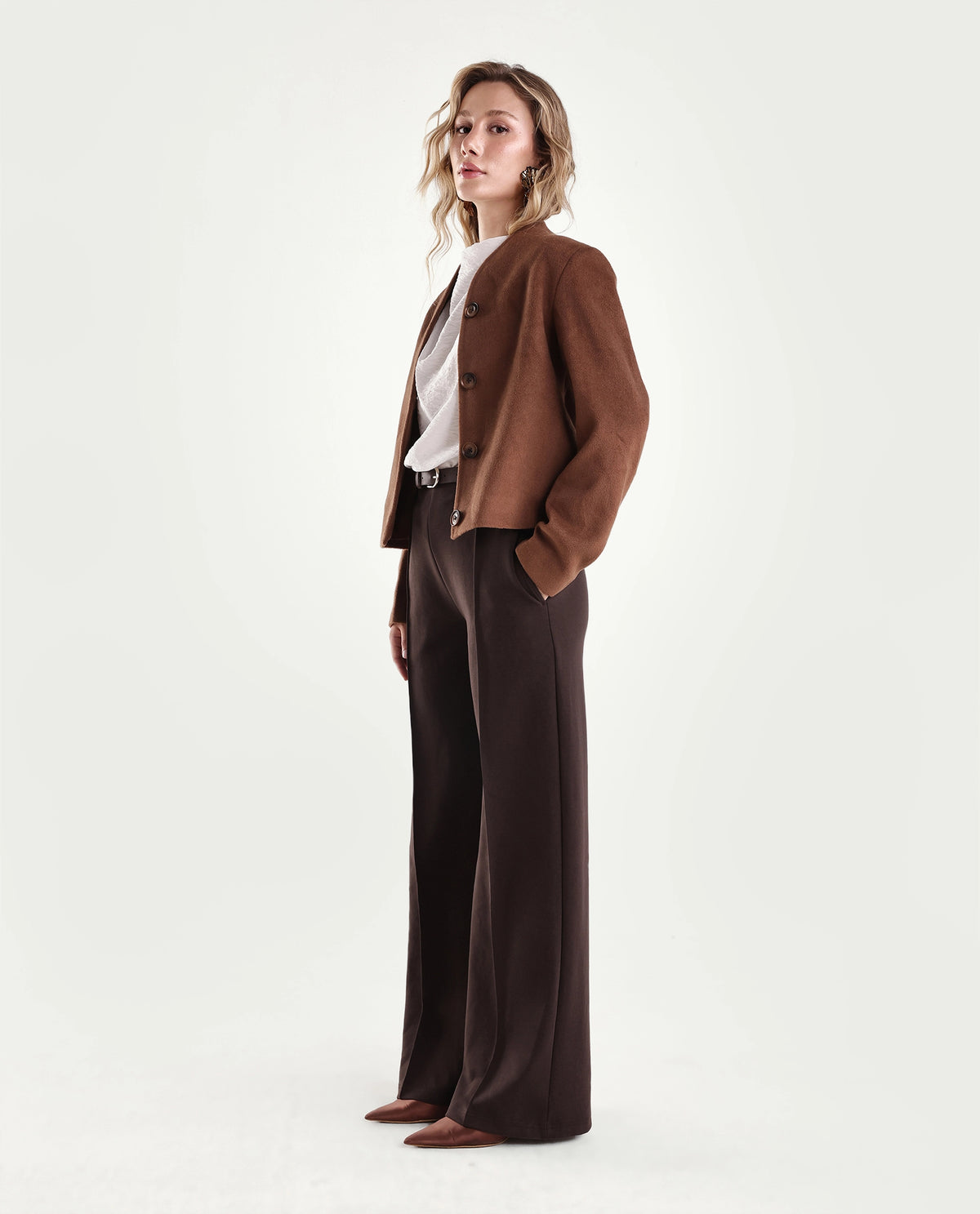 Rareism Womens Pilot-B Dark Brown Modal Blend Straight Plain Track Pant
