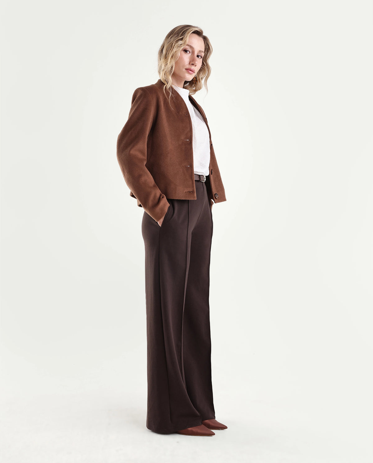 Rareism Womens Pilot-B Dark Brown Modal Blend Straight Plain Track Pant