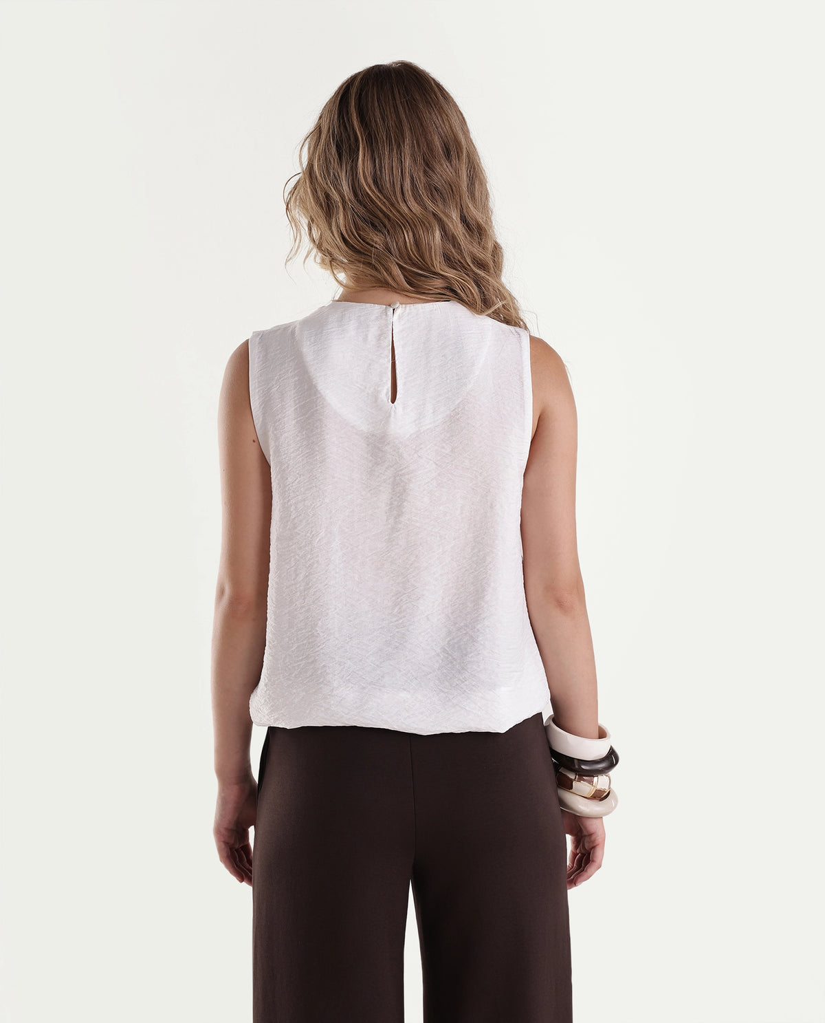 Rareism Womens Onjowl Off White Viscose Blend Cowl Neck Swing Plain Top