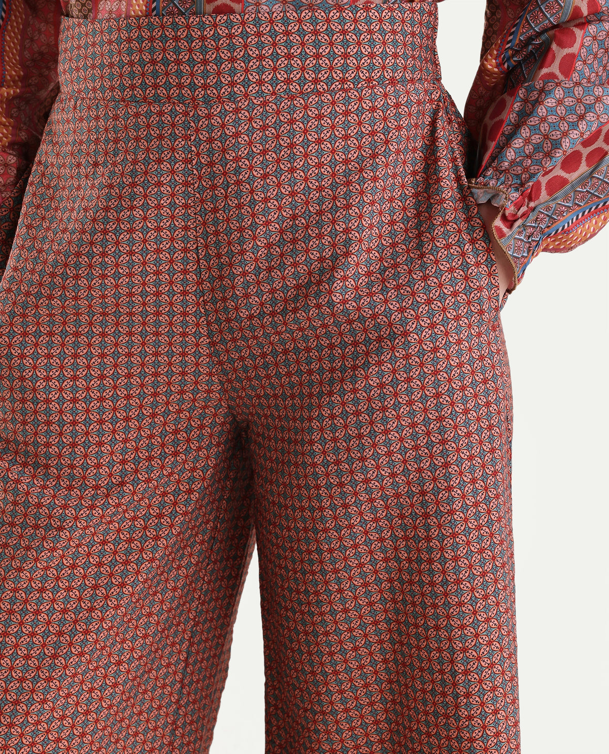 Rareism Womens Onflo-B Multi Viscose Blend Wide Leg Ornamental Print Trouser