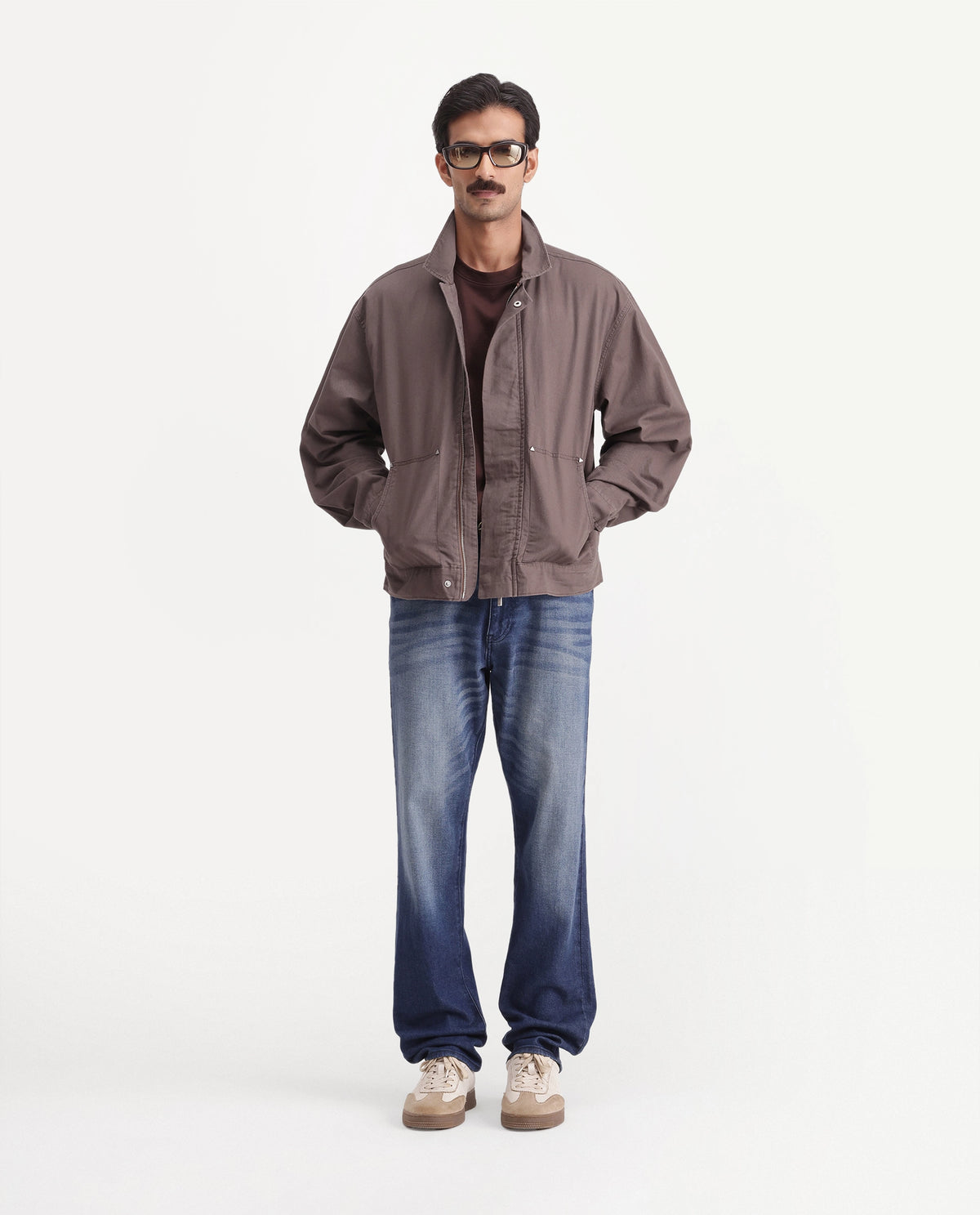 Rare Rabbit Men's Rugbo-S Brown Cotton Spread Collar Snap Button Regular Plain Shacket - image 2