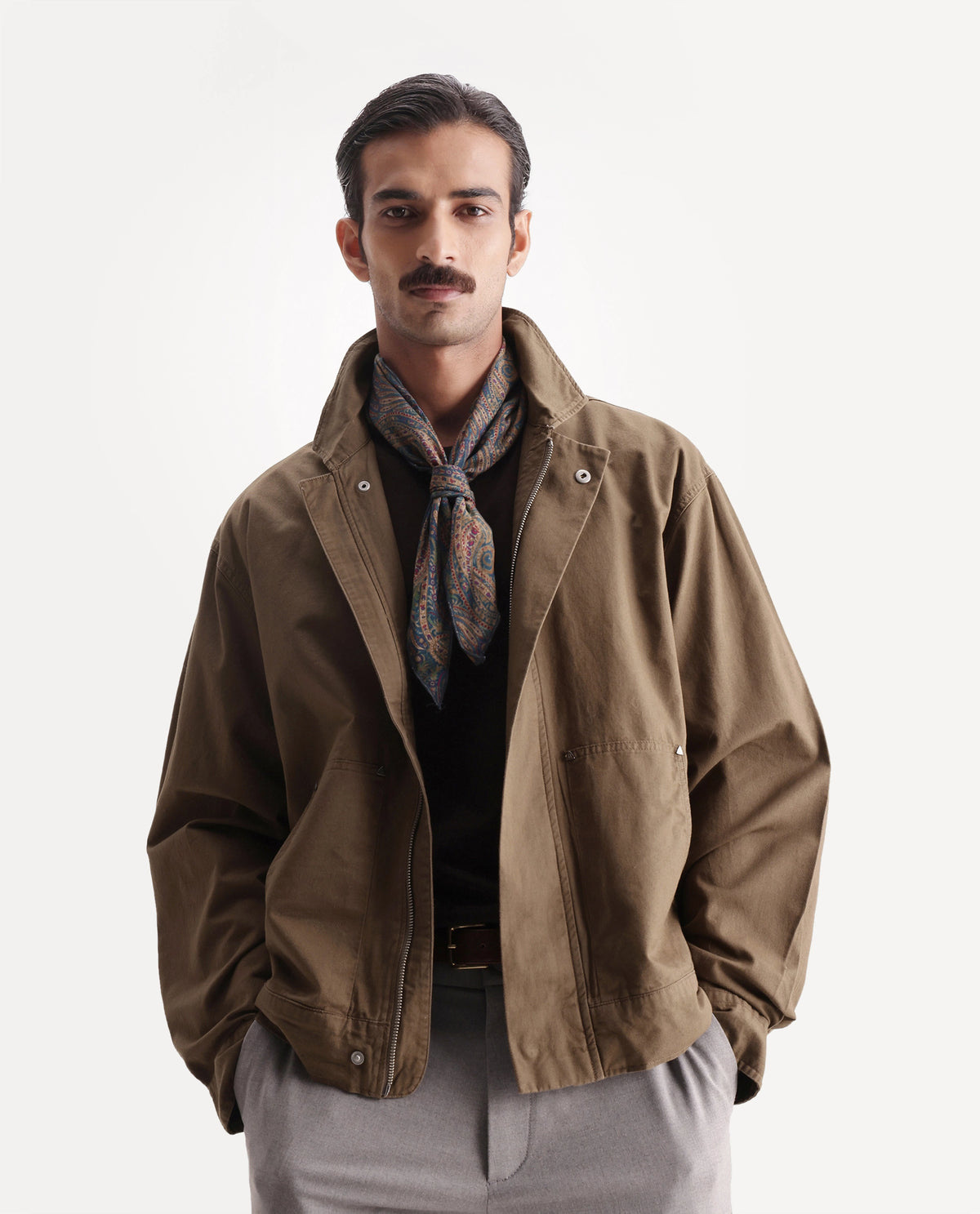 Rare Rabbit Men's Rugbo-S Dark Mustard Cotton Spread Collar Snap Button Regular Textured Shacket - image 1
