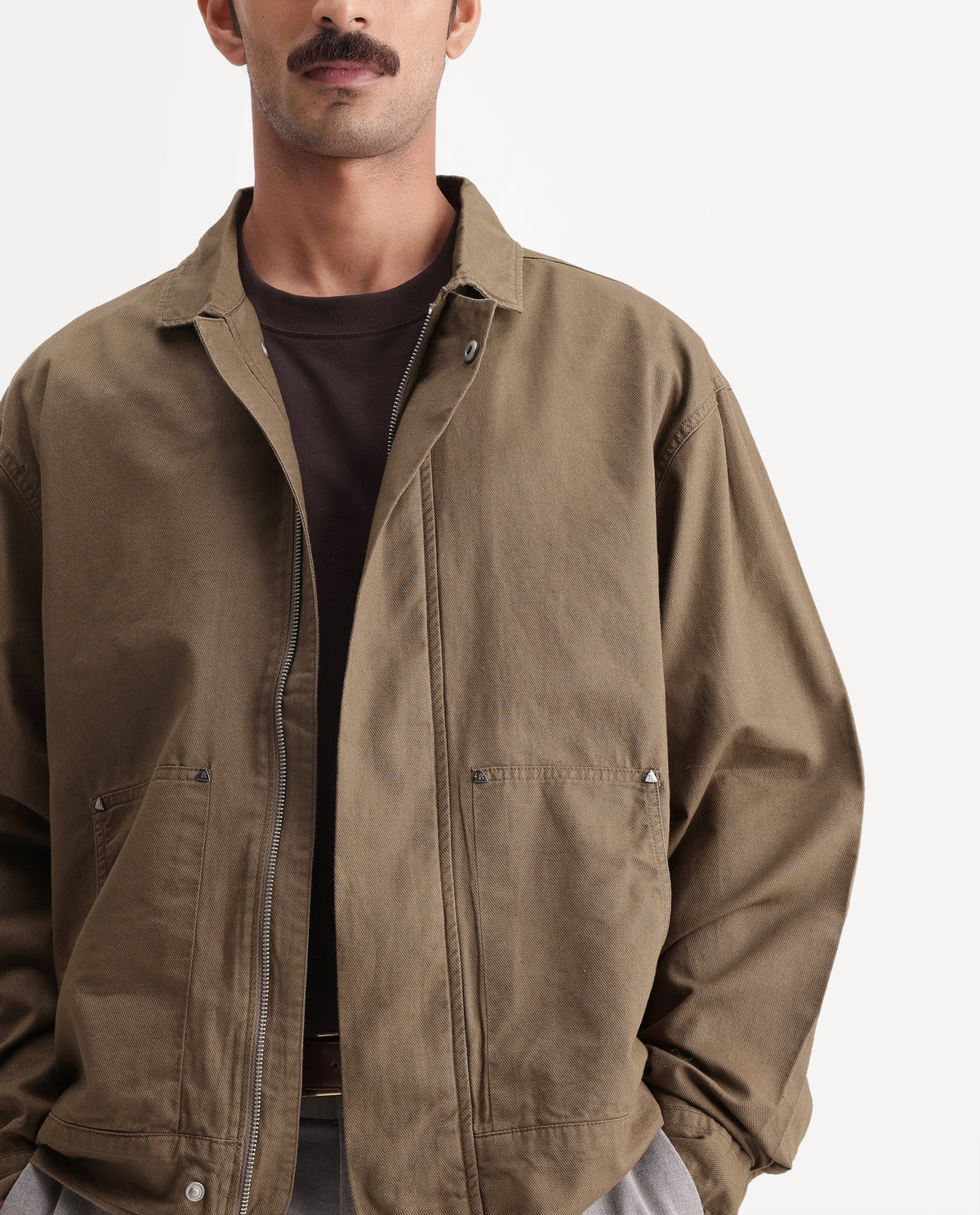 Rare Rabbit Men's Rugbo-S Dark Mustard Cotton Spread Collar Snap Button Regular Textured Shacket - image 4