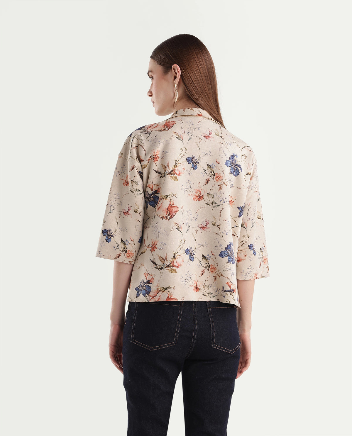 Rareism Women's Tasa Off White Polyester Blend Stand Collar Printed Regular Jacket - image 7