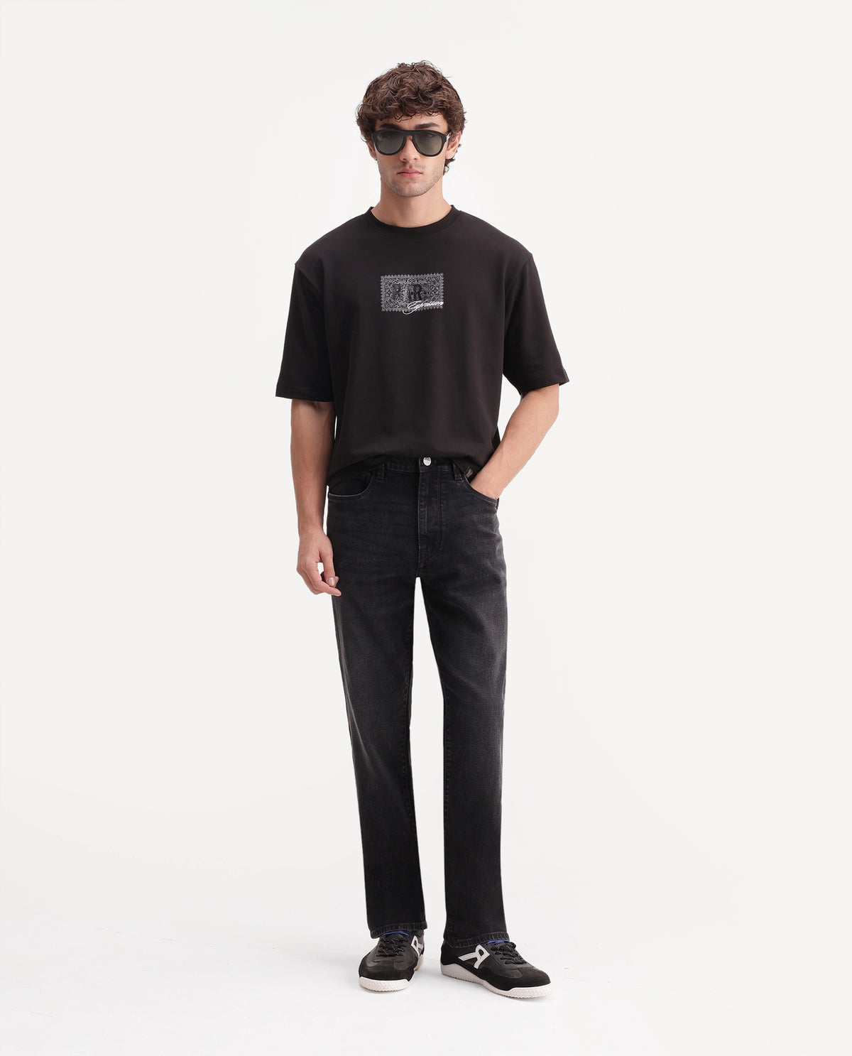Rare Rabbit Men's Mexo Black Cotton Crew Neck Relaxed Graphic Print T-Shirt - image 3