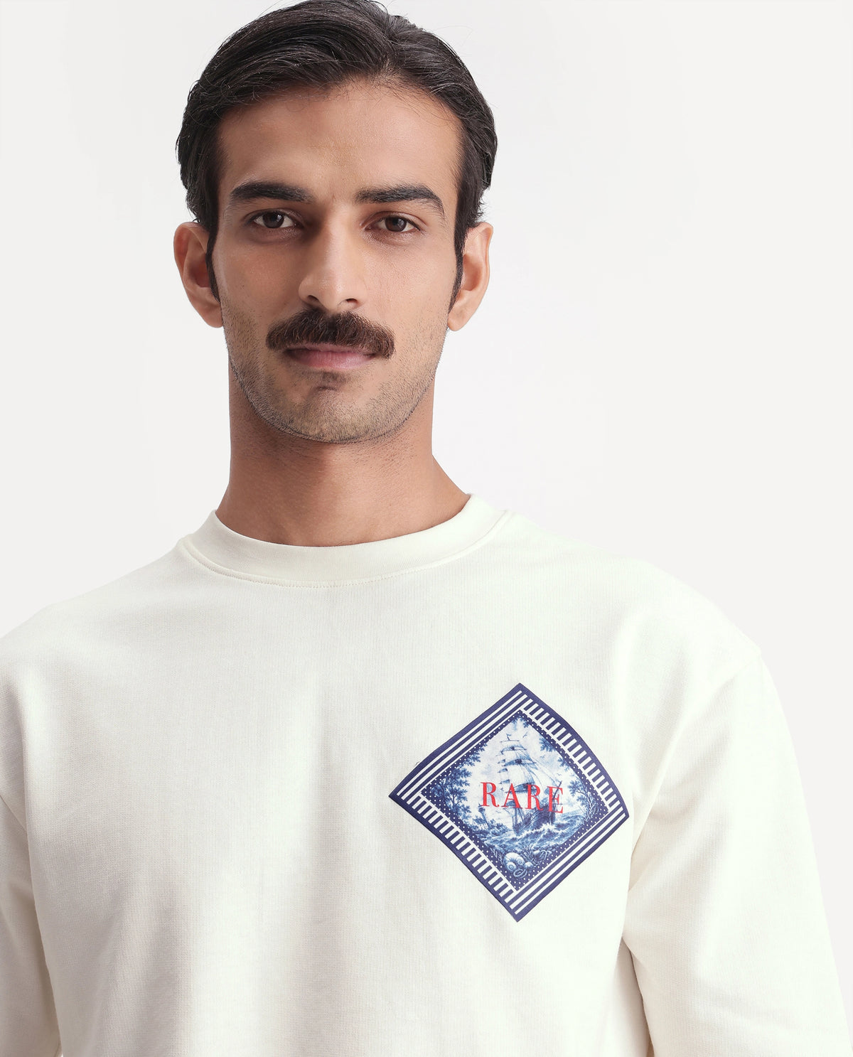 Rare Rabbit Men's Tuco Off White Cotton Crew Neck Relaxed Graphic Print T-Shirt - image 5