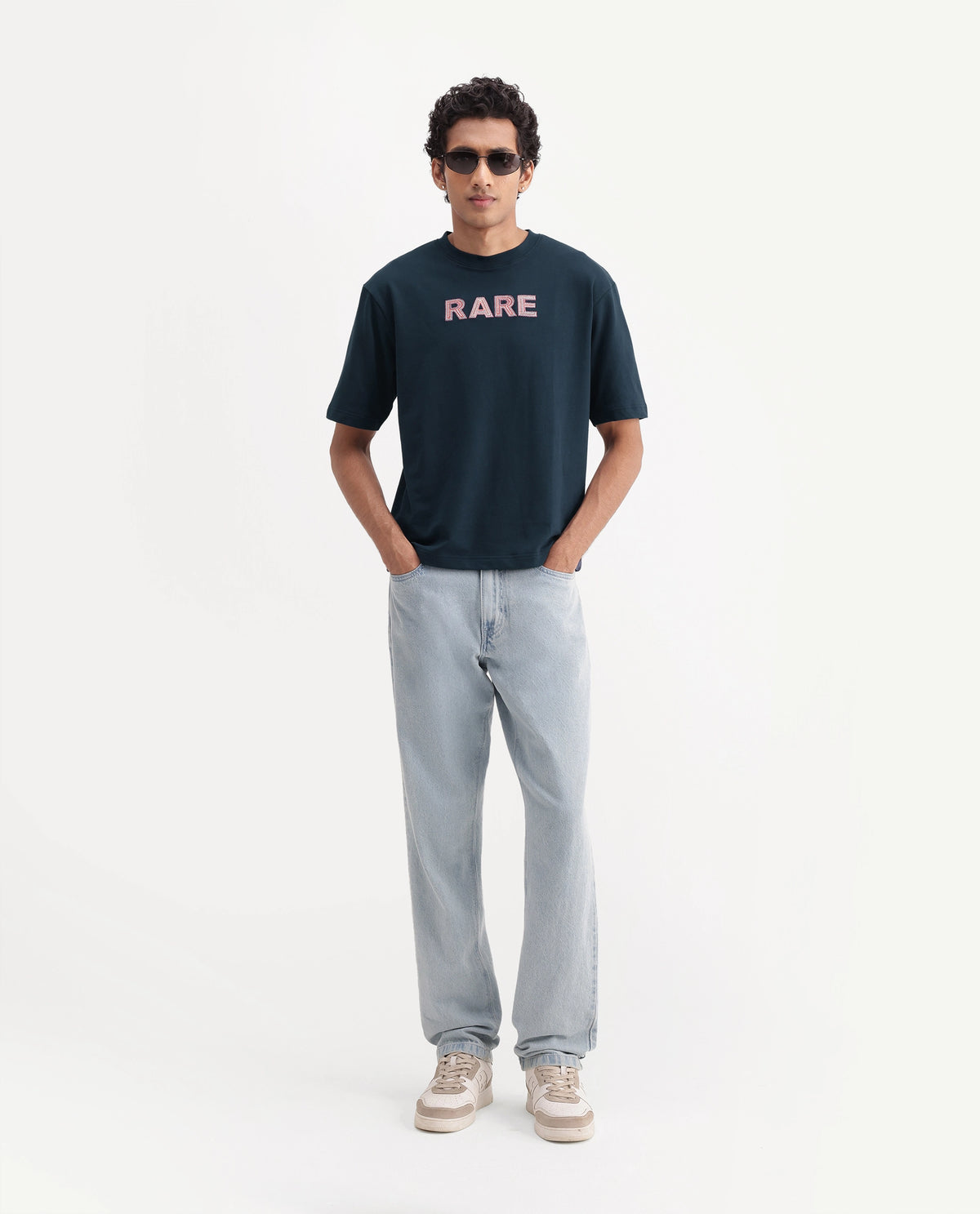Rare Rabbit Men's Voca Dark Navy Cotton Crew Neck Relaxed Typography Print T-Shirt - image 5