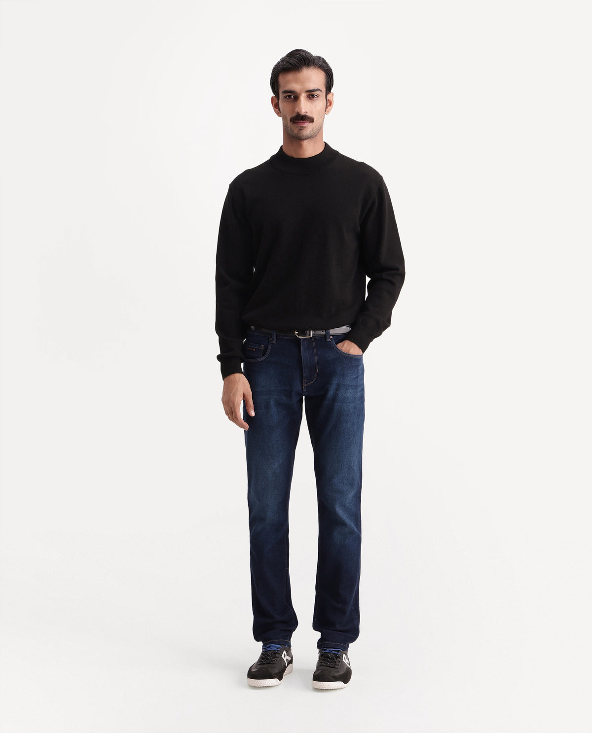 Rare Rabbit Men's East Dark Navy Cotton Blend Hawk Slim Plain Jeans - image 4