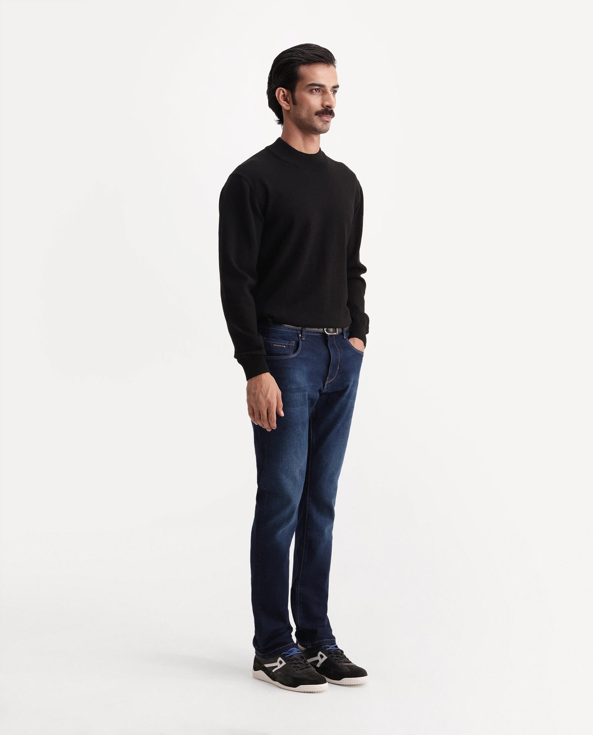 Rare Rabbit Men's East Dark Navy Cotton Blend Hawk Slim Plain Jeans - image 5
