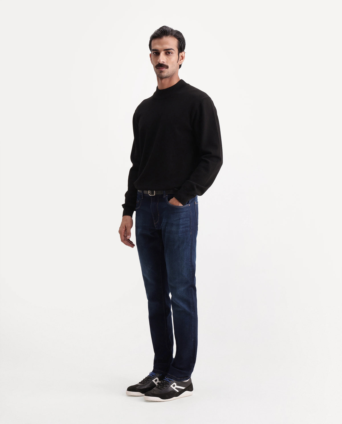 Rare Rabbit Men's East Dark Navy Cotton Blend Hawk Slim Plain Jeans - image 6
