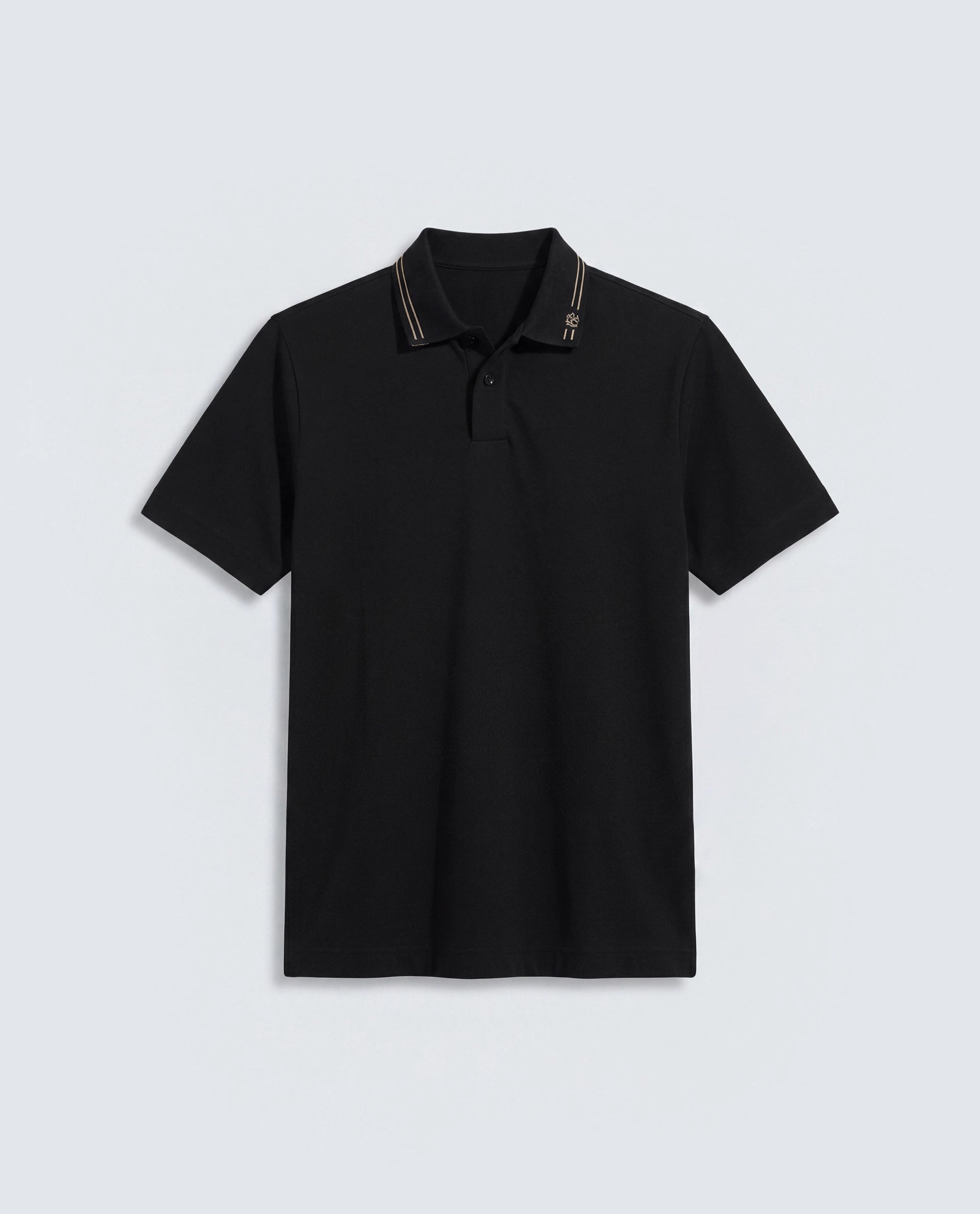 Rare Rabbit Men's Basic Rr-Corp-Gold Black Cotton Spread Collar Regular Plain Polo