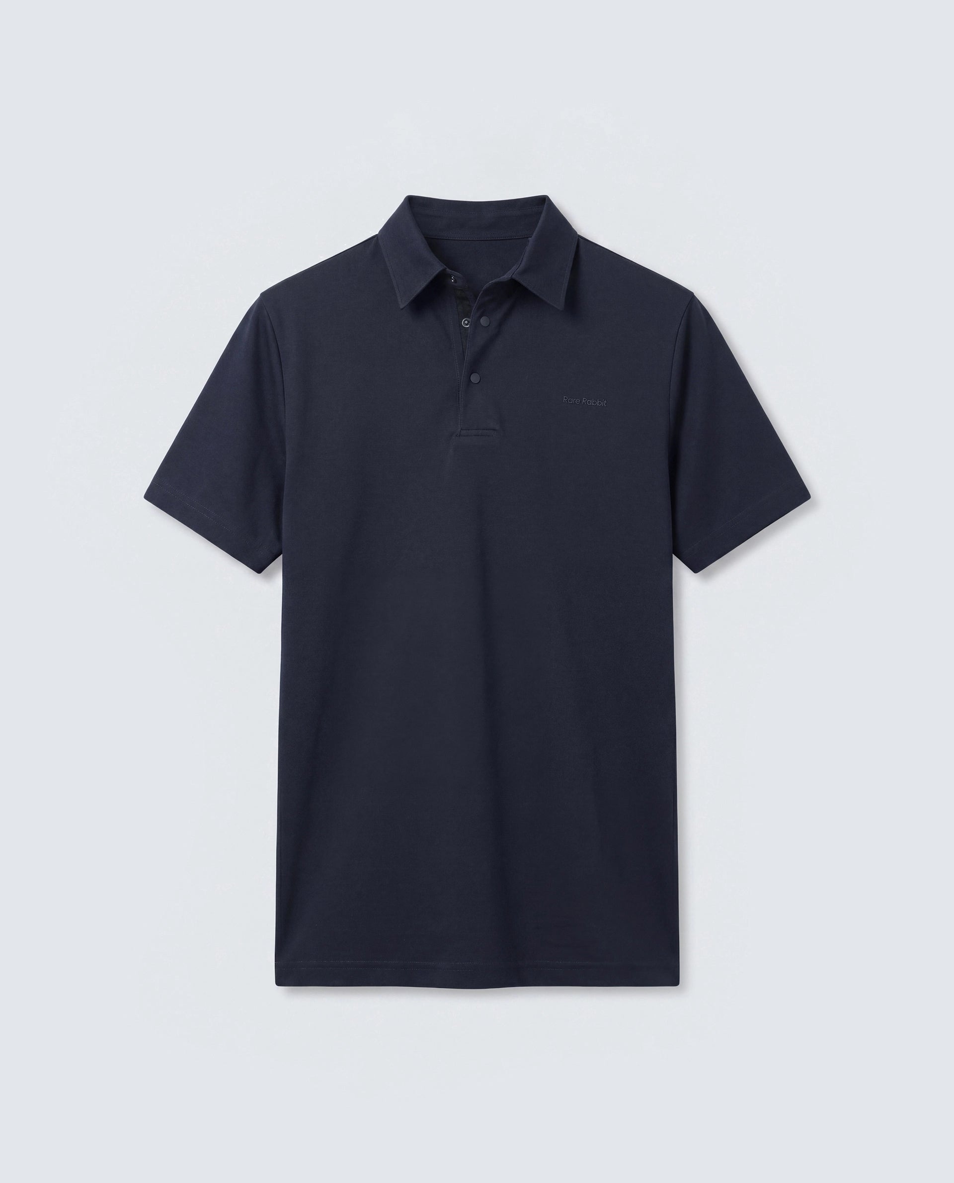 Rare Rabbit Men's Basic Rr-Corp-Mero Navy Cotton Blend Spread Collar Regular Plain Polo