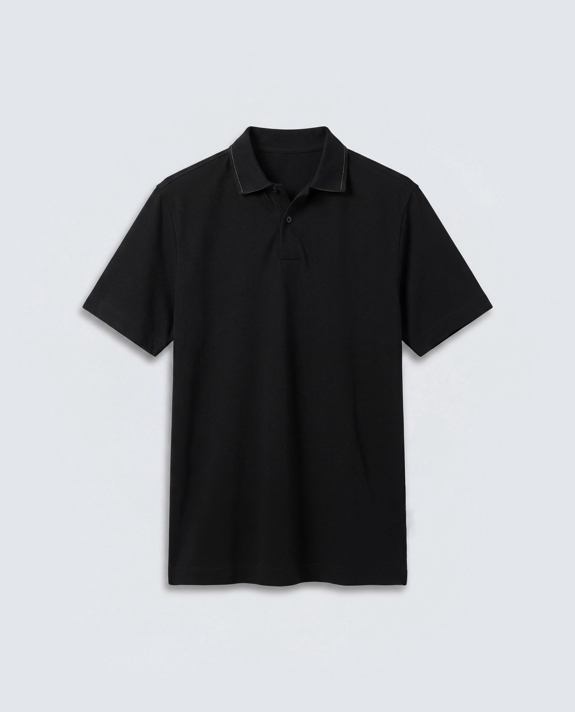 Rare Rabbit Men's Basic Rr-Corp-Tanq Black Cotton Blend Spread Collar Regular Plain Polo