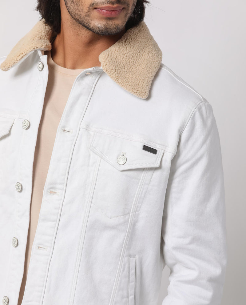 Buy online White Solid Denim Jacket from Jackets for Men by Kultprit for  ₹2099 at 30% off | 2024 Limeroad.com