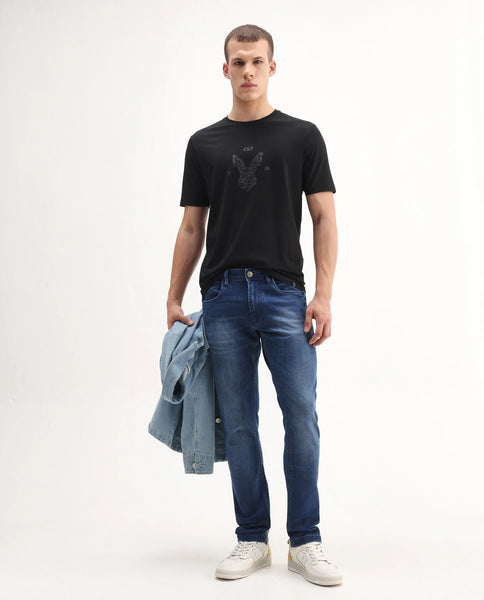 Rare Rudi's Rare Rabbit Men's Rudi Black Cotton Blend Graphic Print Regular Fit Ha