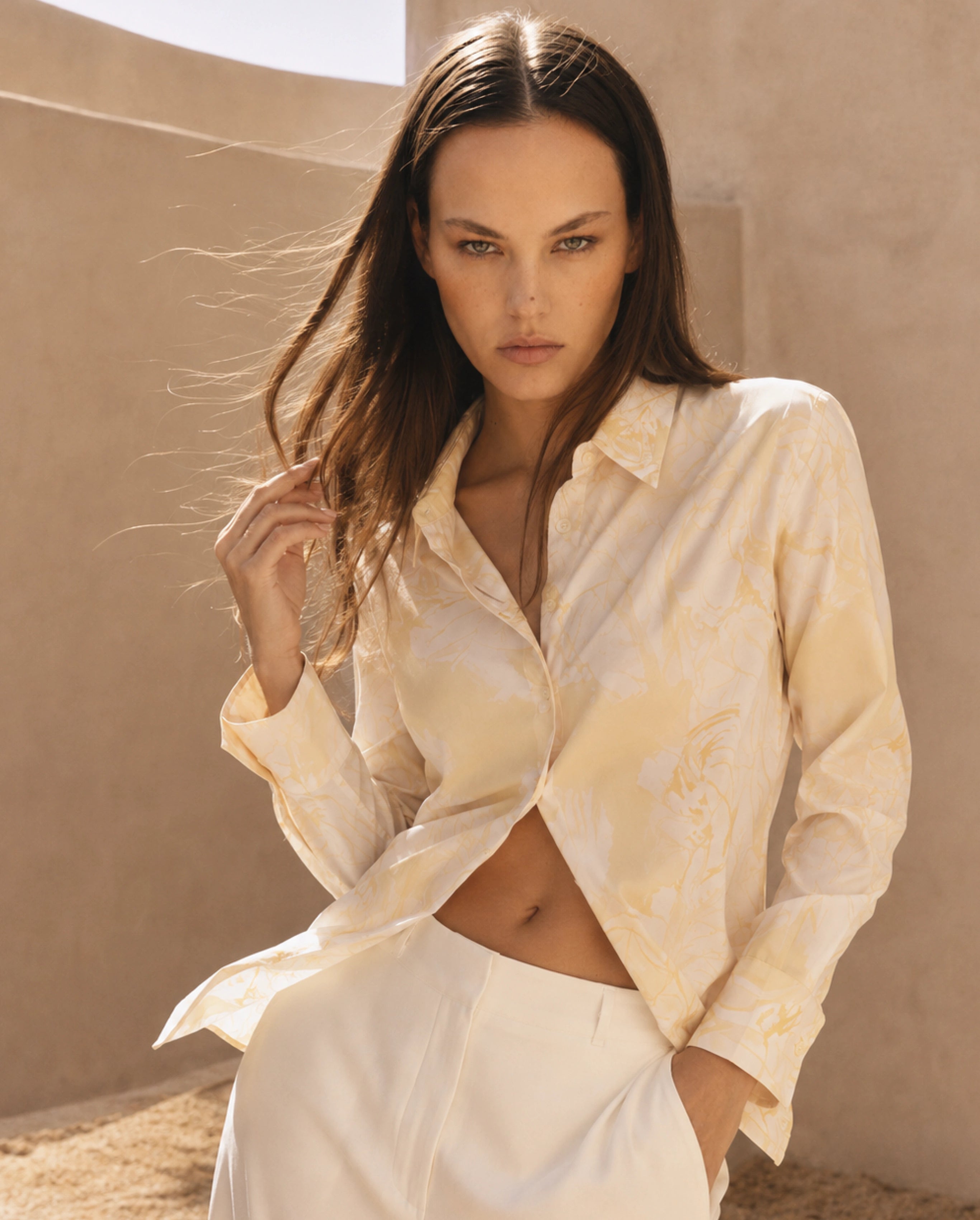 Rareism Women's Rufin Pastel Yellow Cotton Spread Collar Relaxed Floral Print Shirt