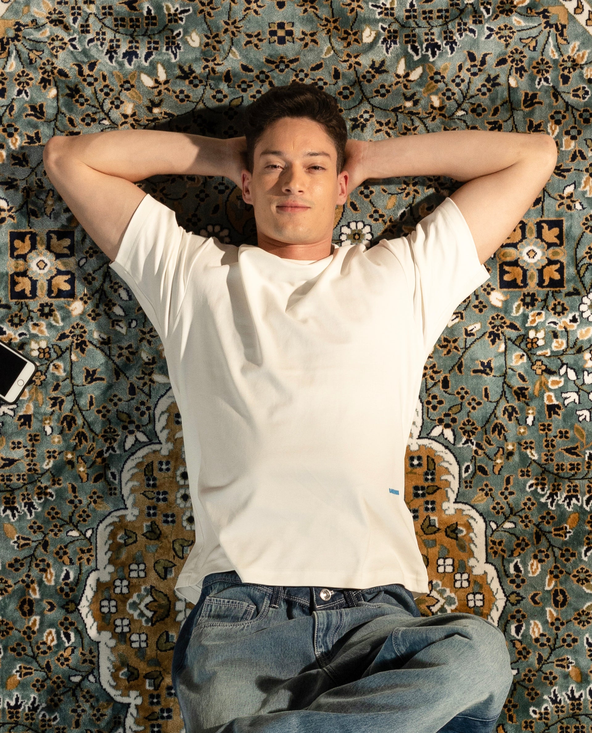 Rare Rabbit Men's Jino Off White Cotton Graphic Print Qlo Fit Half Sleeve Crew Neck T-Shirt