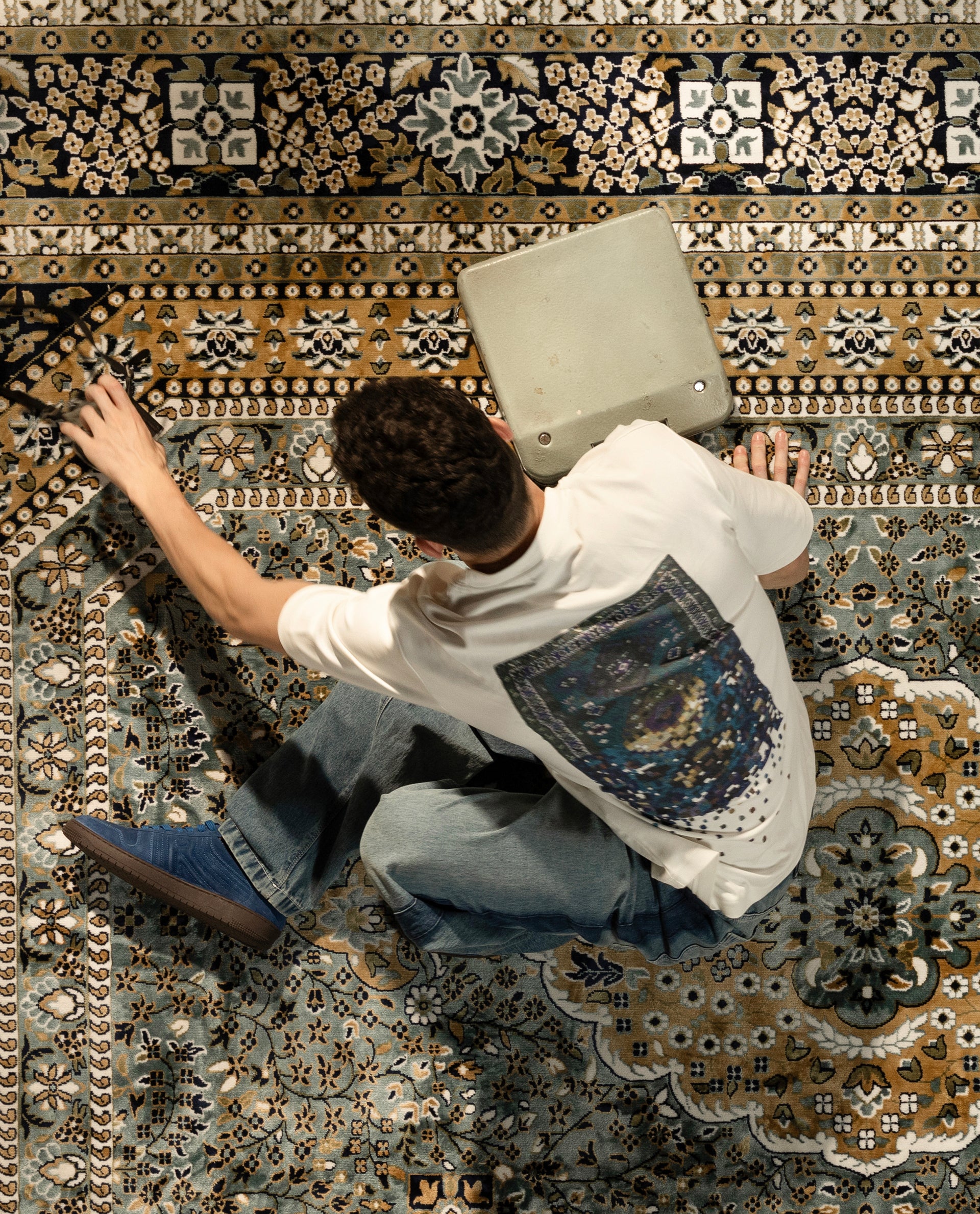 Rare Rabbit Men's Jino Off White Cotton Graphic Print Qlo Fit Half Sleeve Crew Neck T-Shirt