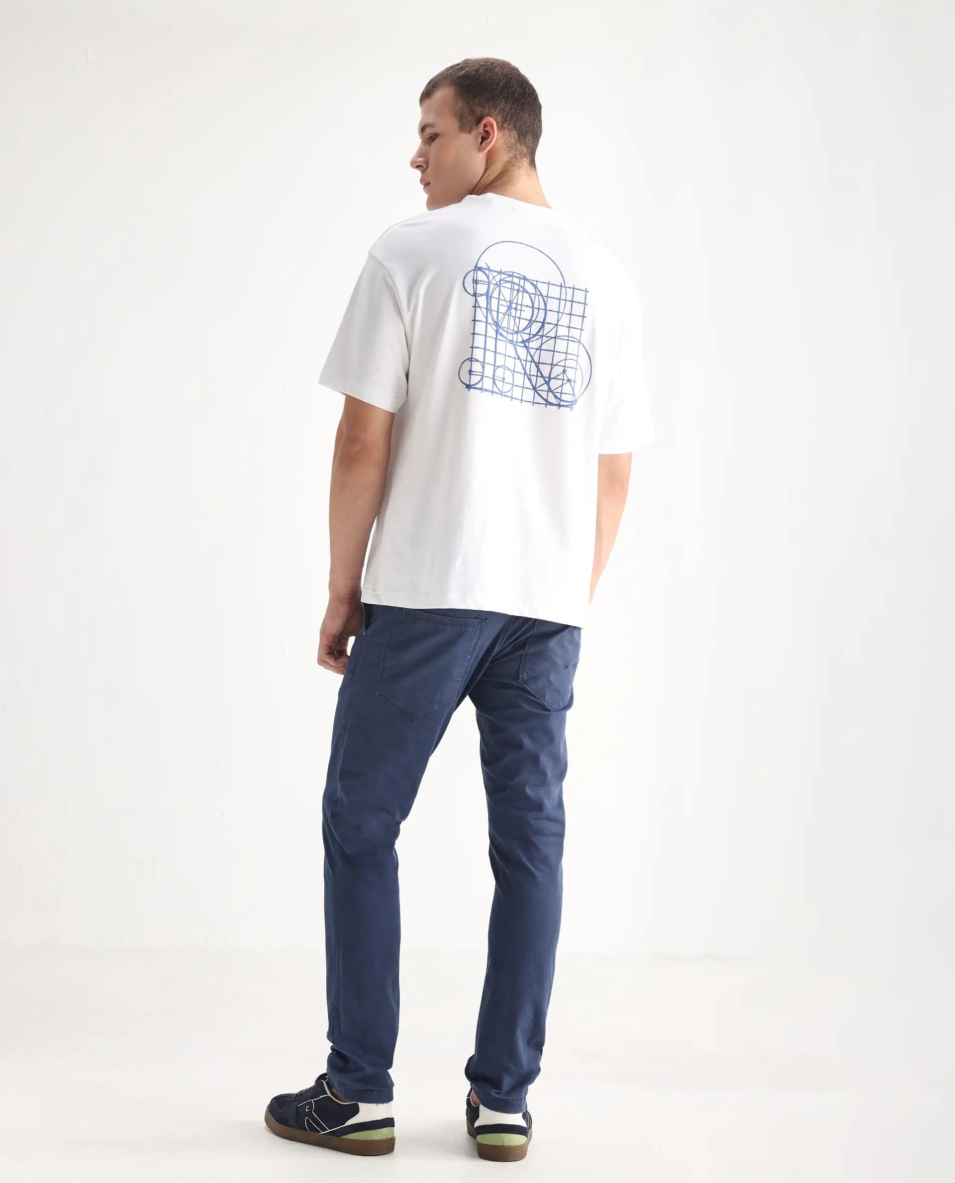 Rare Rabbit Men's Ruiz Blue Cotton Plain Hawk Slim Fit Jeans