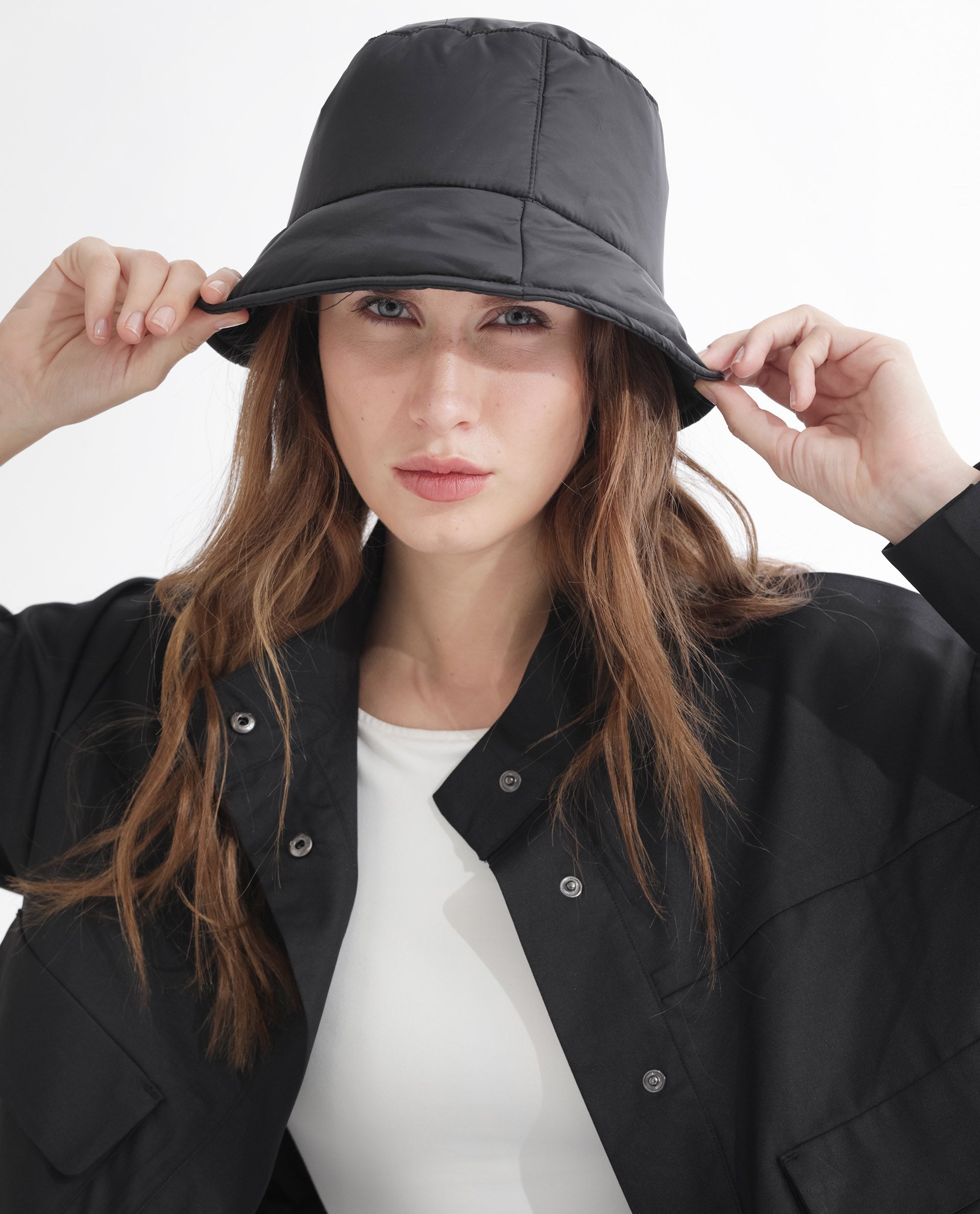 Rareism Women Ruks Black Velvet Full Sleeves Solid High Neck Jacket