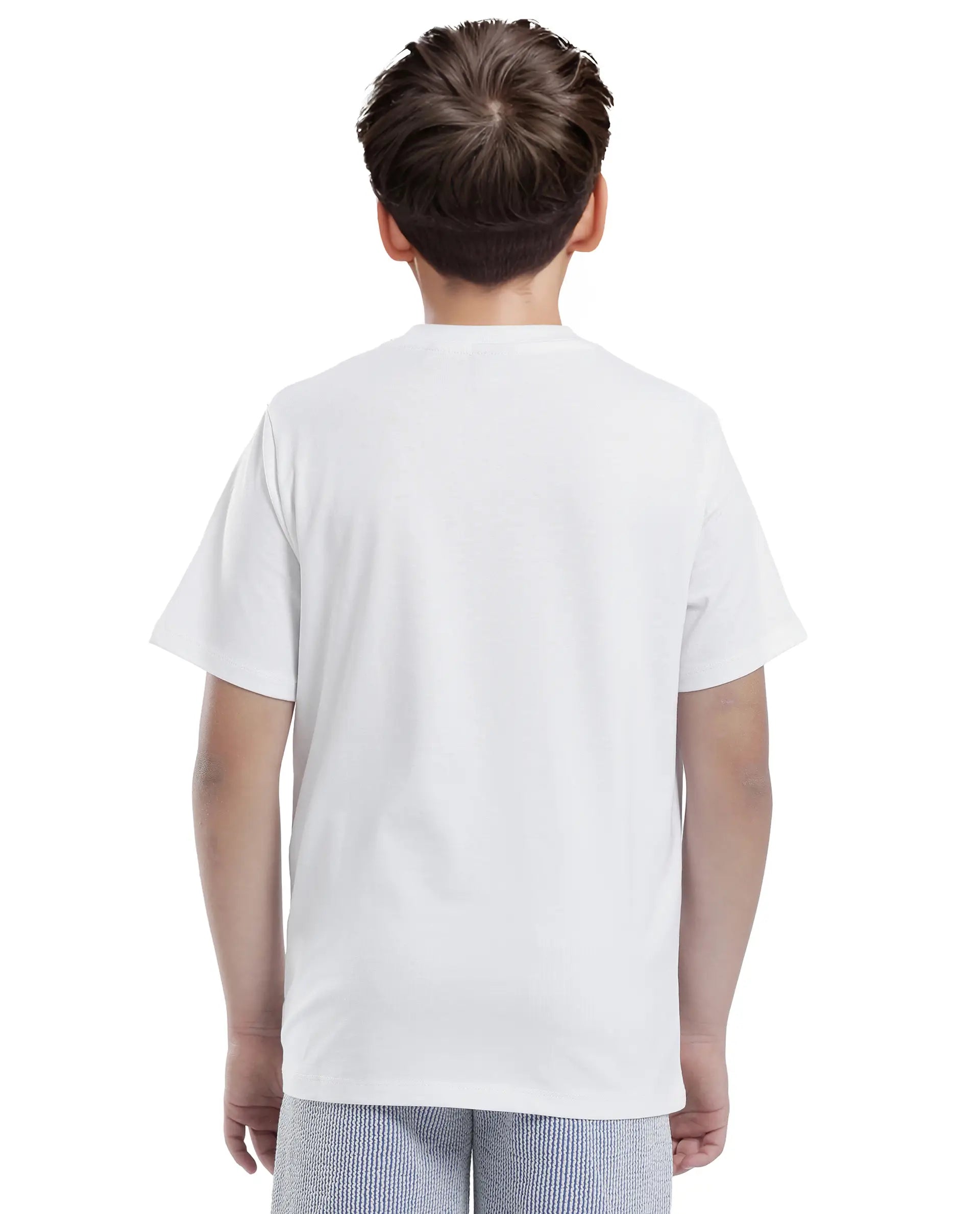 Rare Ones Kids Rush White Cotton Blend Half Sleeve Printed Regular Fit T-Shirt